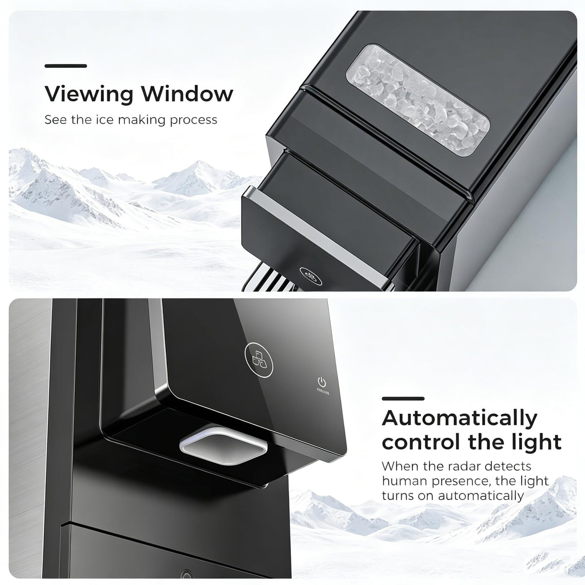 COWSAR Nugget Countertop Ice Maker, 33 lbs/Day Chewable Pellet Ice Machine with Self-Cleaning, Auto Lighting & Measured Dispensing, Portable Pebble Ice Maker for Home, Kitchen, Office, Black Jansha Store