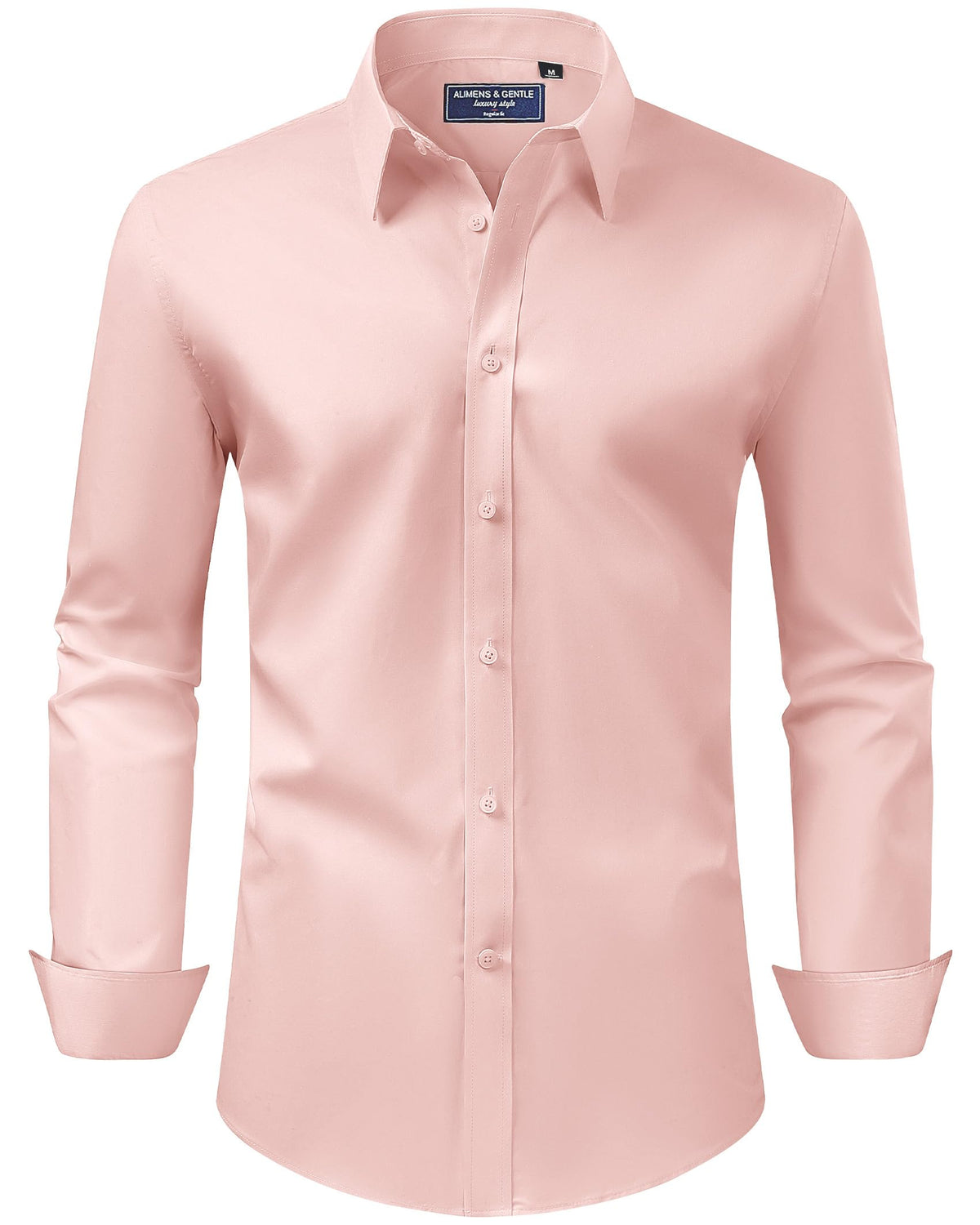 Alimens & Gentle Men's Dress Shirt Regular Fit Stretch Stain Shield Long Sleeve Solid Business Wedding Button Down Shirts Jansha Store