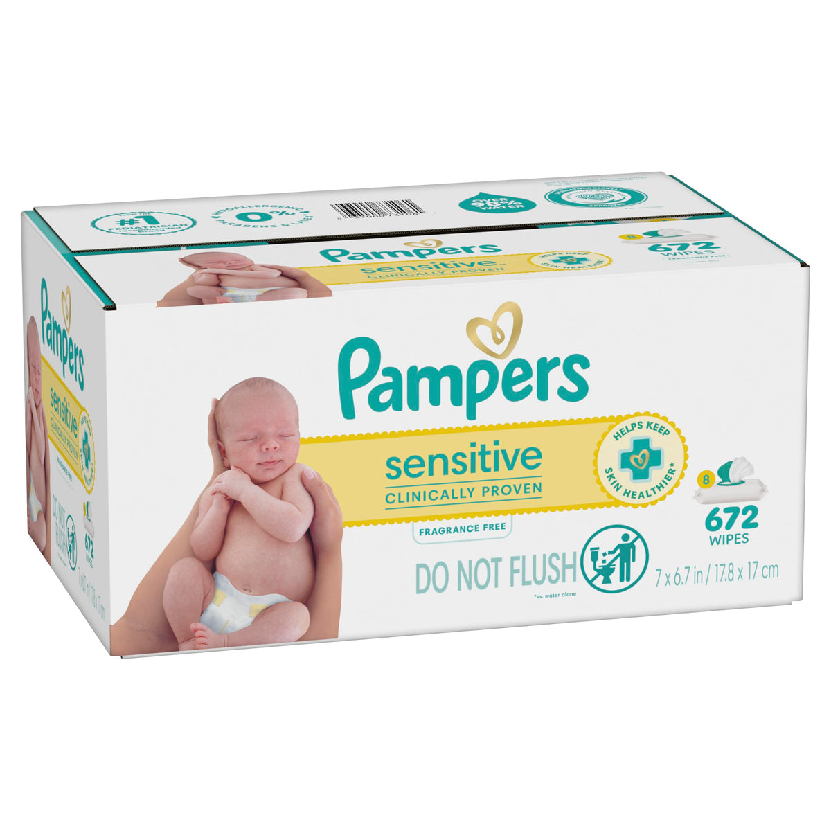 Pampers Sensitive Baby Wipes, Unscented, Fragrance Free, Clinically Proven, Water Based, Hypoallergenic, Multi-Use, Hand Wipes, 1008 Wipes Total (18X Flip-Top Packs) Jansha Store