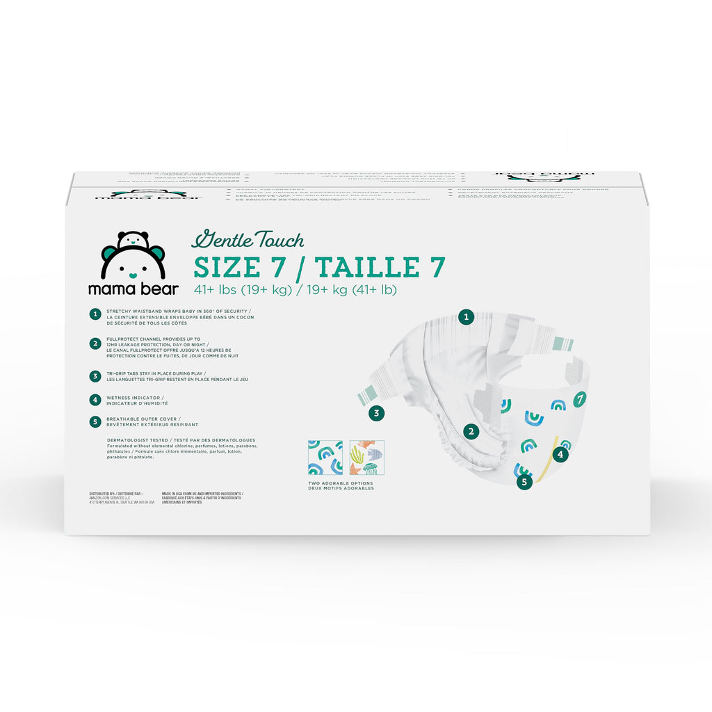 Amazon Brand - Mama Bear Gentle Touch Baby Diapers, Size 5, 27+ lb, Leak Protection, 12 Hours Protection, Wetness Indicator, Hypoallergenic, 132 Count (4 packs of 33) Jansha Store