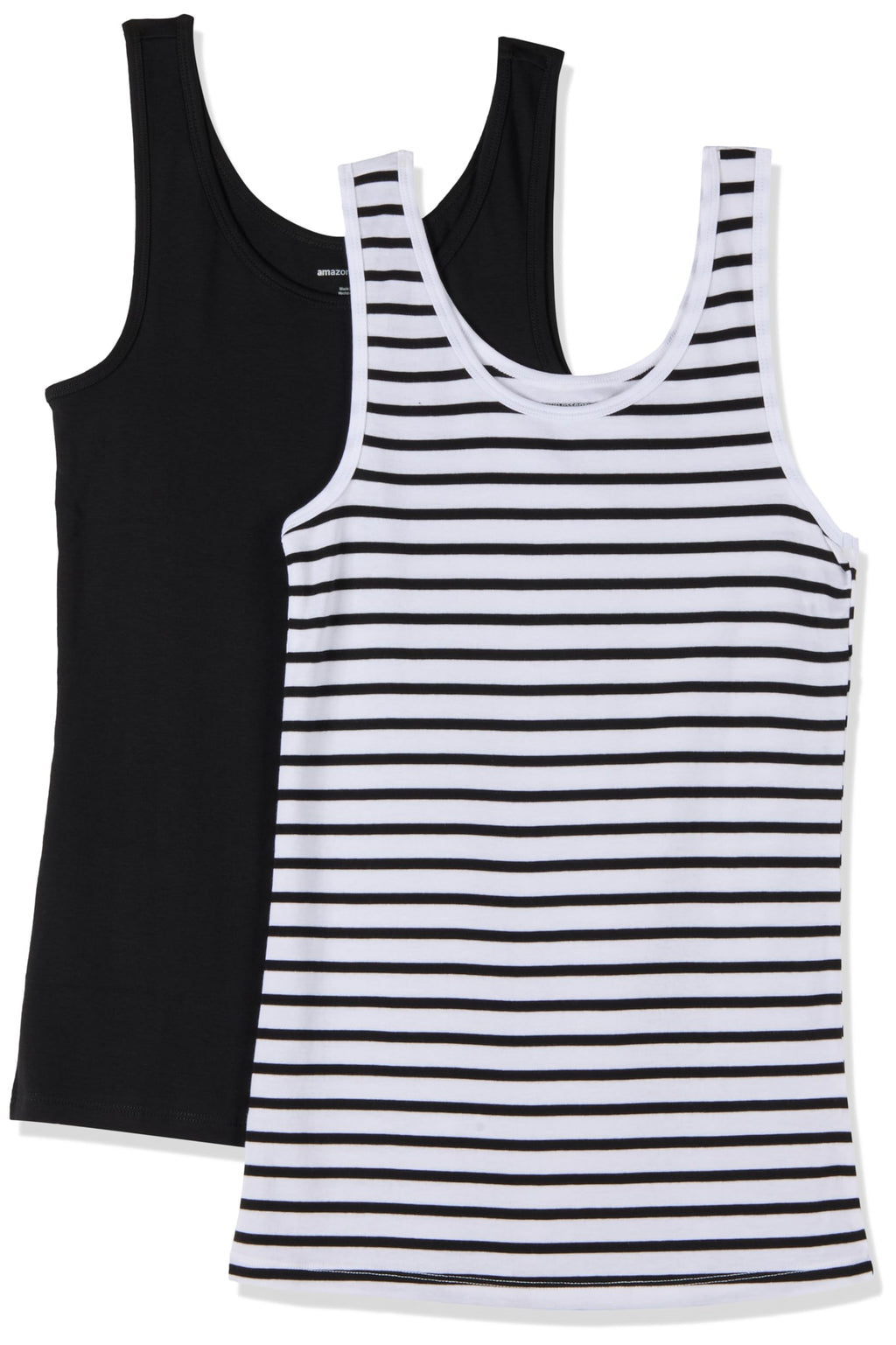 Amazon Essentials Women's Slim-Fit Ribbed Scoop Neck Tank Tops, Pack of 2 Jansha Store