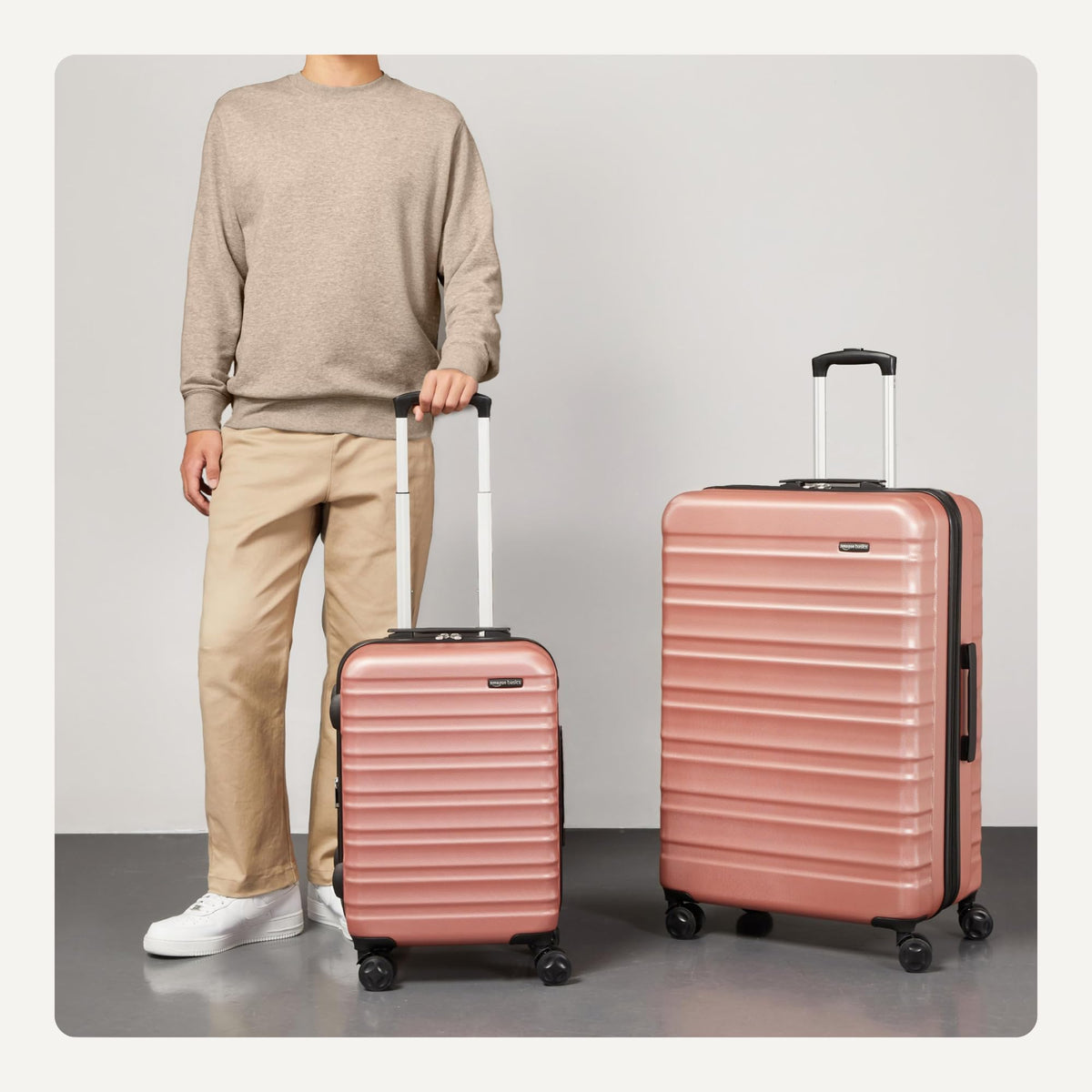 Amazon Basics 3-Piece Hardshell Suitcases Set (21", 26", 30"), Expandable For Up to 25% More Space, With Scratch-Resistant Finish, Four Multi-Directional Wheels, Rose Gold Jansha Store