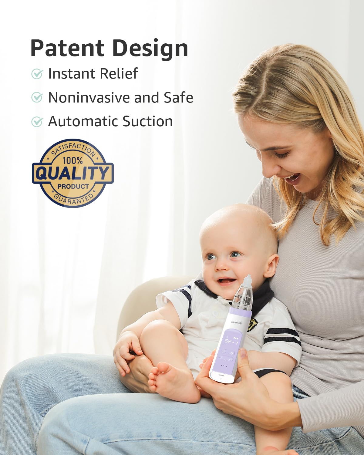 GROWNSY Baby Nasal Aspirator, Electric Nose Sucker, Powerful Suction,Grey Jansha Store