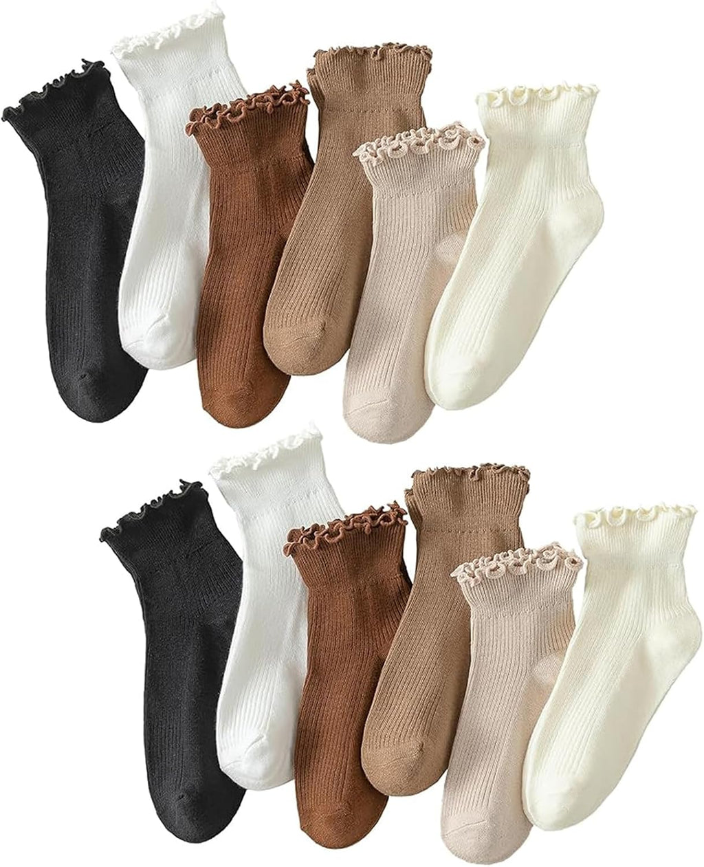 Hstyle 6 Pairs of Ruffle Socks Women, Cute Ruffle Ankle Socks Jansha Store