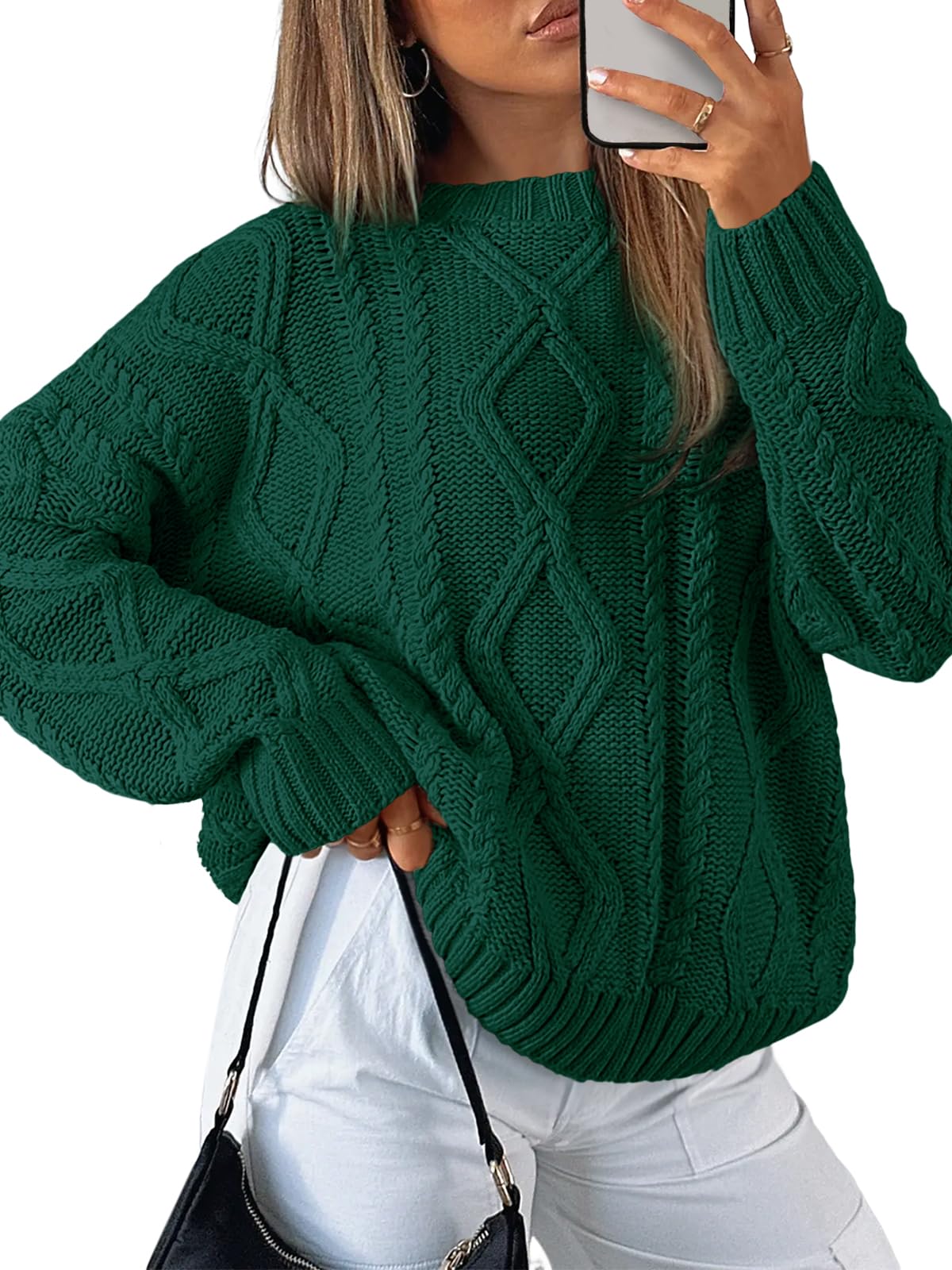 Trendy Queen Women's Oversized Cable Knit Sweaters 2026 Fall Outfits Jansha Store
