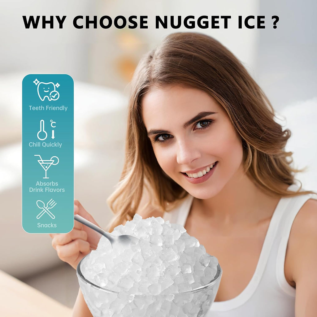 EUHOMY Nugget Ice Maker Countertop with Handle, 34lbs/24H Sonic Ice Maker Jansha Store