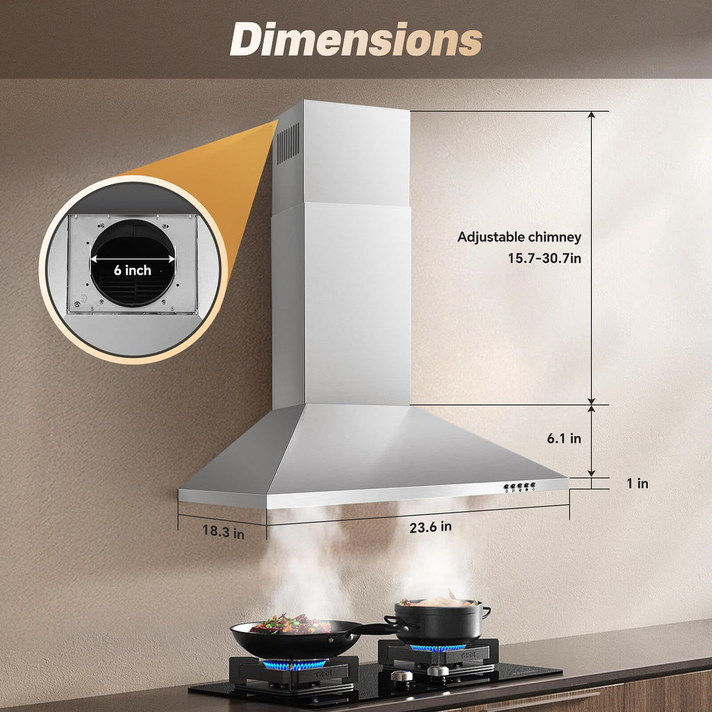 SNDOAS Black Range Hood,Wall Mount Range Hood 30 inch,Stainless Steel Kitchen Hood with Ducted/Ductless Convertible,Stove Vent Hood,Aluminum Filters,3 Speed Exhaust Fan,LED Light,Button Control Jansha Store