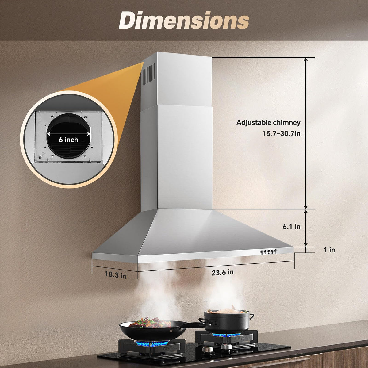 SNDOAS Black Range Hood,Wall Mount Range Hood 30 inch,Stainless Steel Kitchen Hood with Ducted/Ductless Convertible,Stove Vent Hood,Aluminum Filters,3 Speed Exhaust Fan,LED Light,Button Control Jansha Store