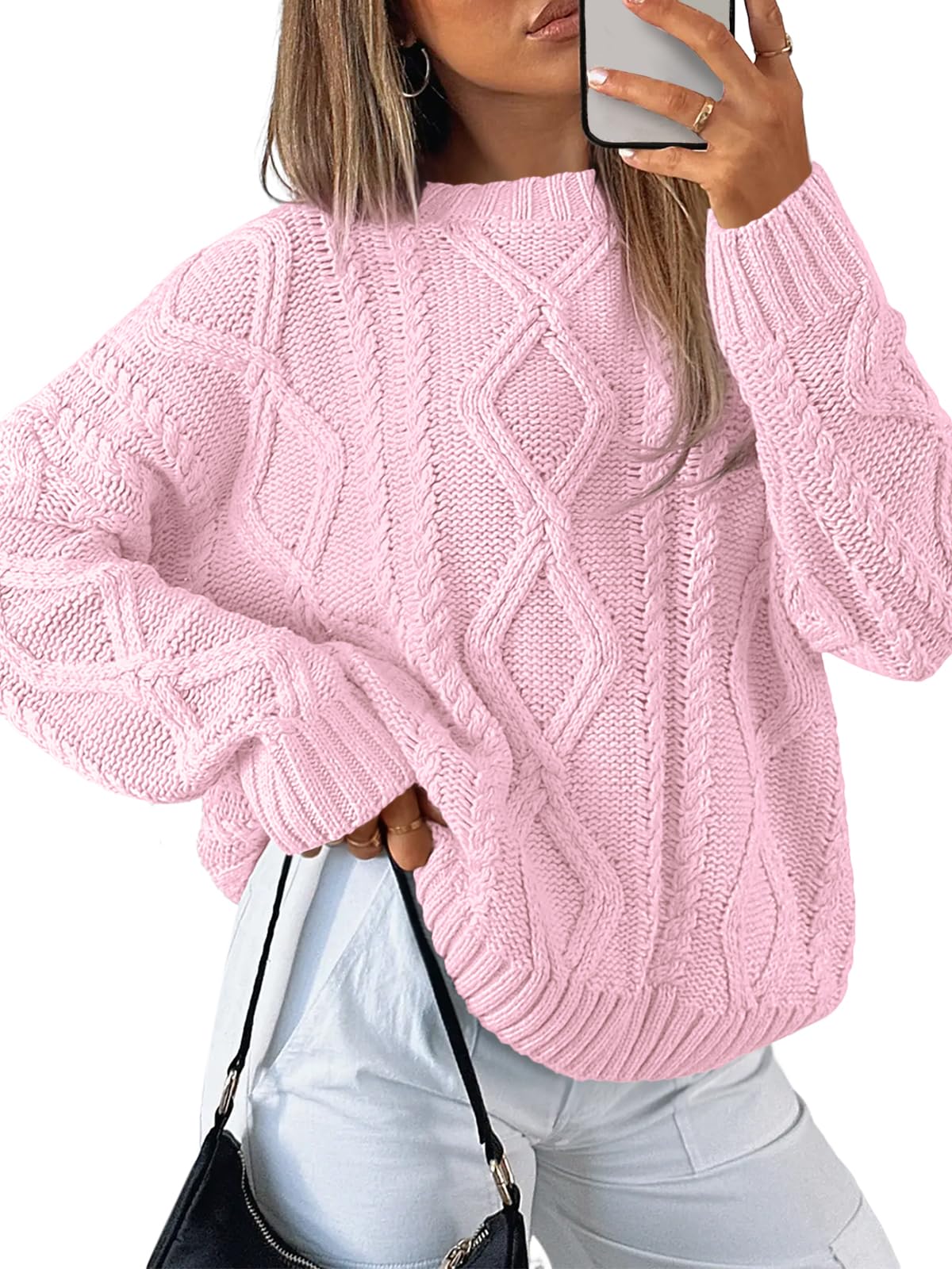 Trendy Queen Women's Oversized Cable Knit Sweaters 2026 Fall Outfits Jansha Store