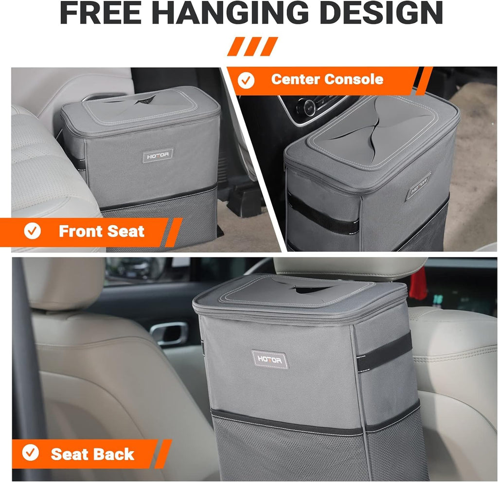HOTOR Car Trash Can, Leakproof Car Organizer, 2-Gallon, Black Jansha Store