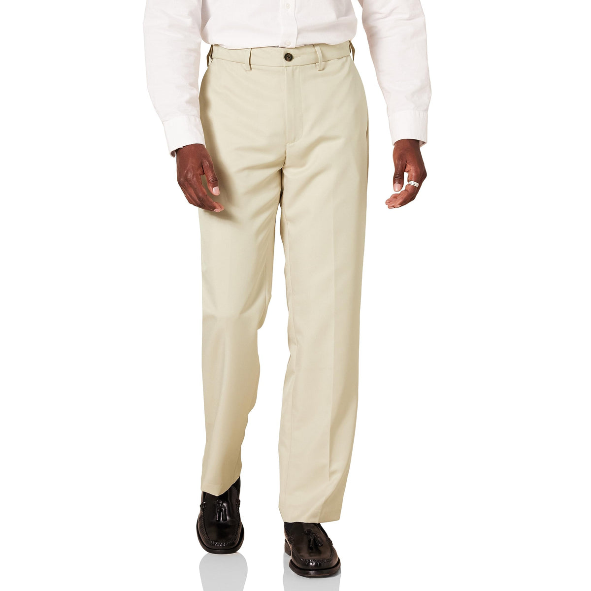 Amazon Essentials Men's Classic-Fit Expandable-Waist Flat-Front Dress Pants Jansha Store