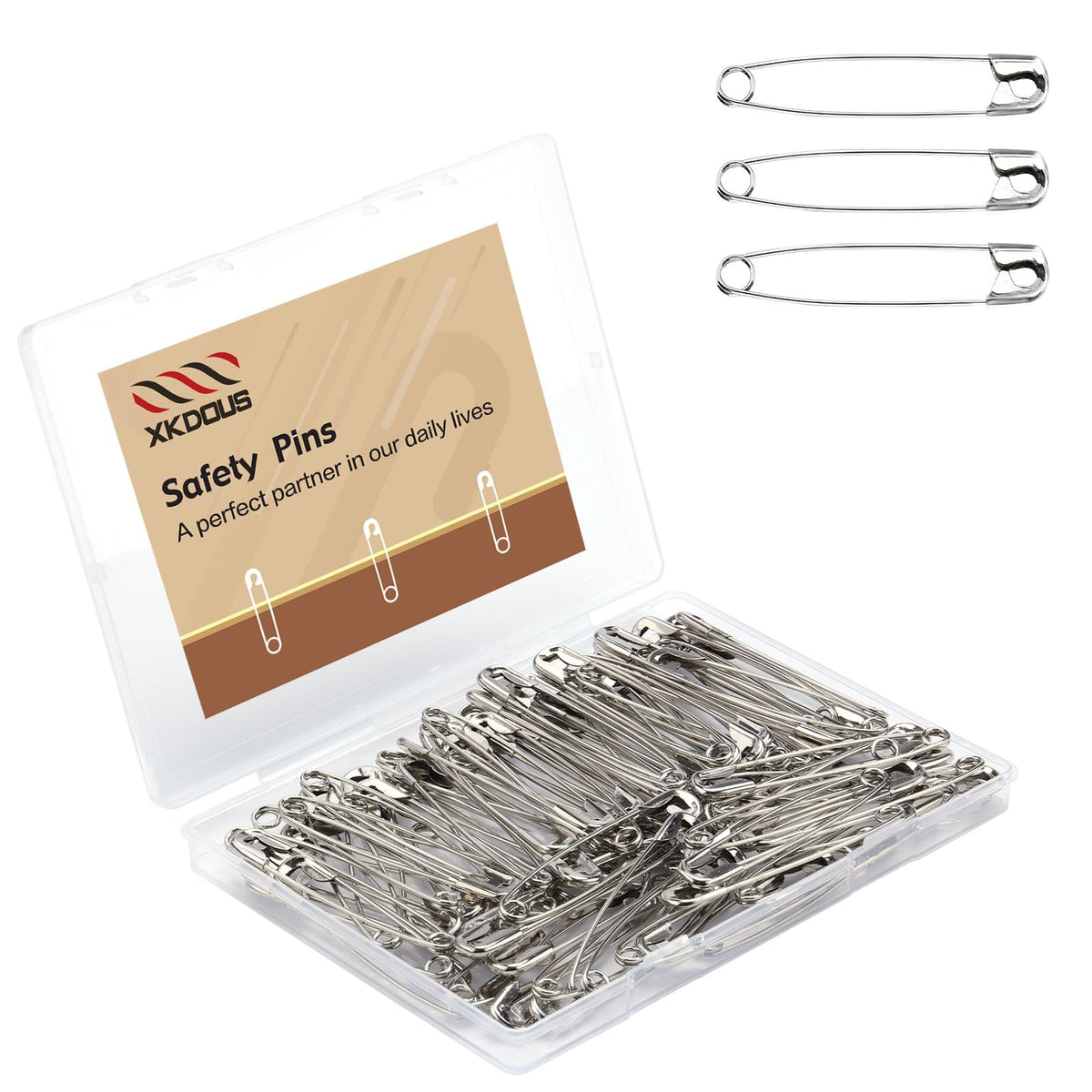 XKDOUS 3 Inch Large Safety Pins 100 pcs Silver Pins Bulk Jansha Store