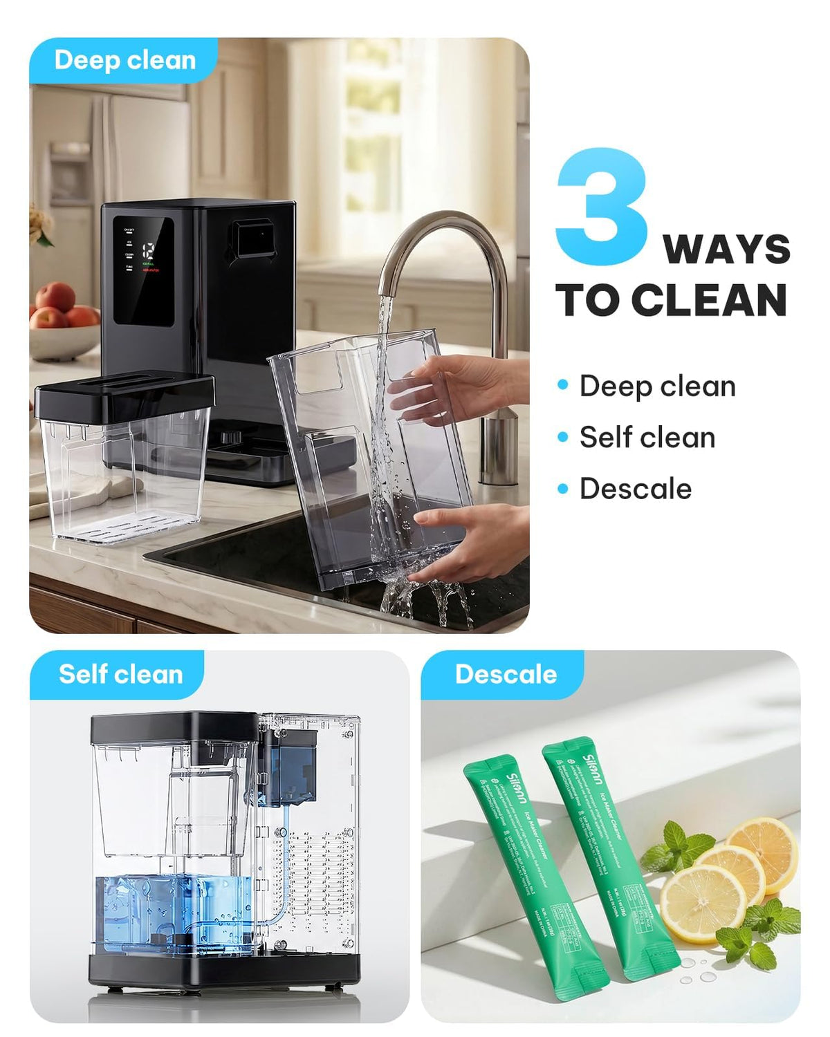 Silonn Nugget Ice Maker, Smart Countertop Ice Machine with APP & Voice Control, Self-Cleaning, 44lbs/24H Soft Chewable Sonic Ice, 3L Tank, for Home Kitchen & Party Jansha Store