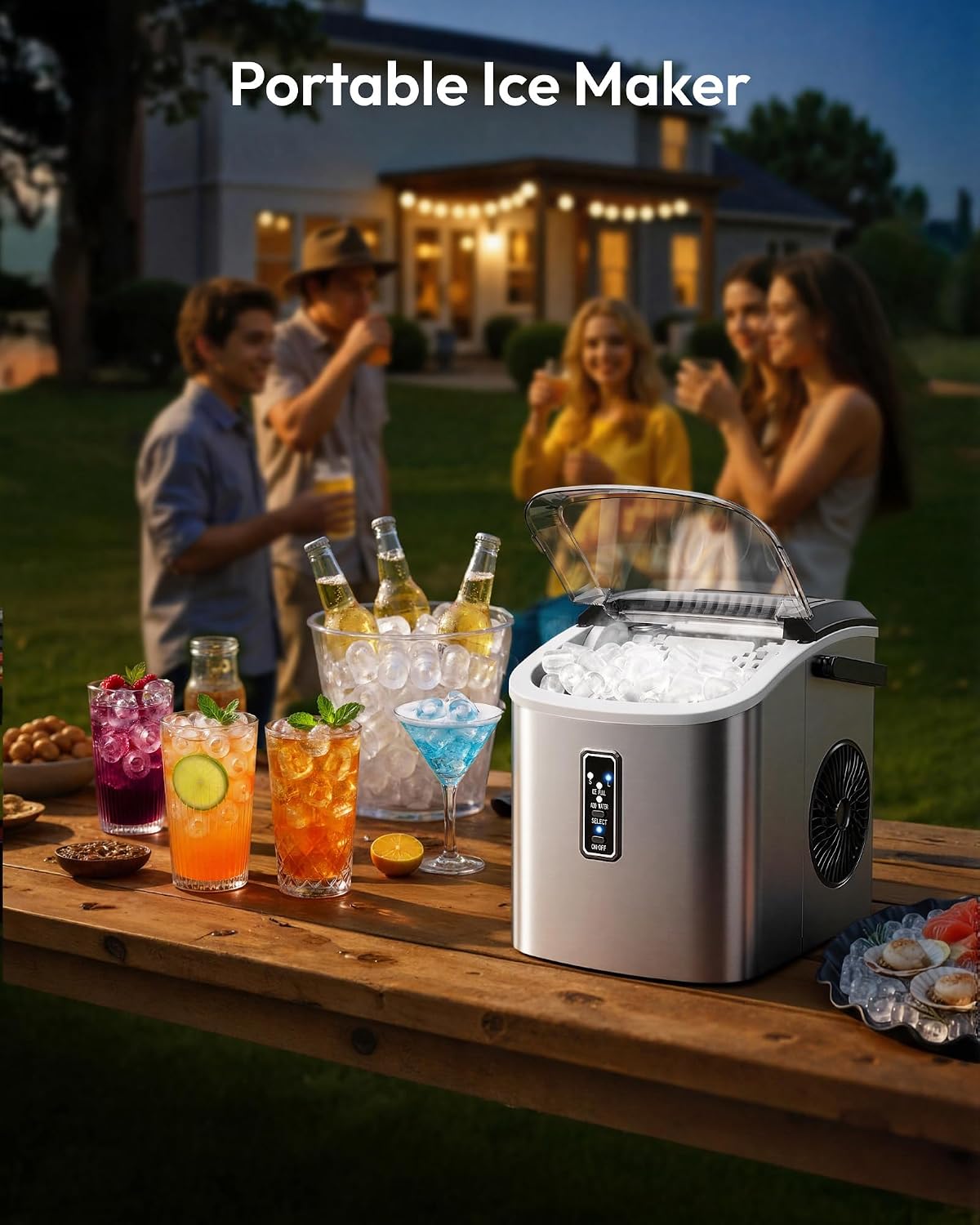 EUHOMY Ice Maker Countertop, 9 Cubes Ready in 6 Mins, 26lbs/24H, Self-Cleaning, Portable Ice Maker Machine with Carry Handle, Basket and Scoop, 2 Sizes of Bullet Ice for Home, Kitchen, Office Jansha Store