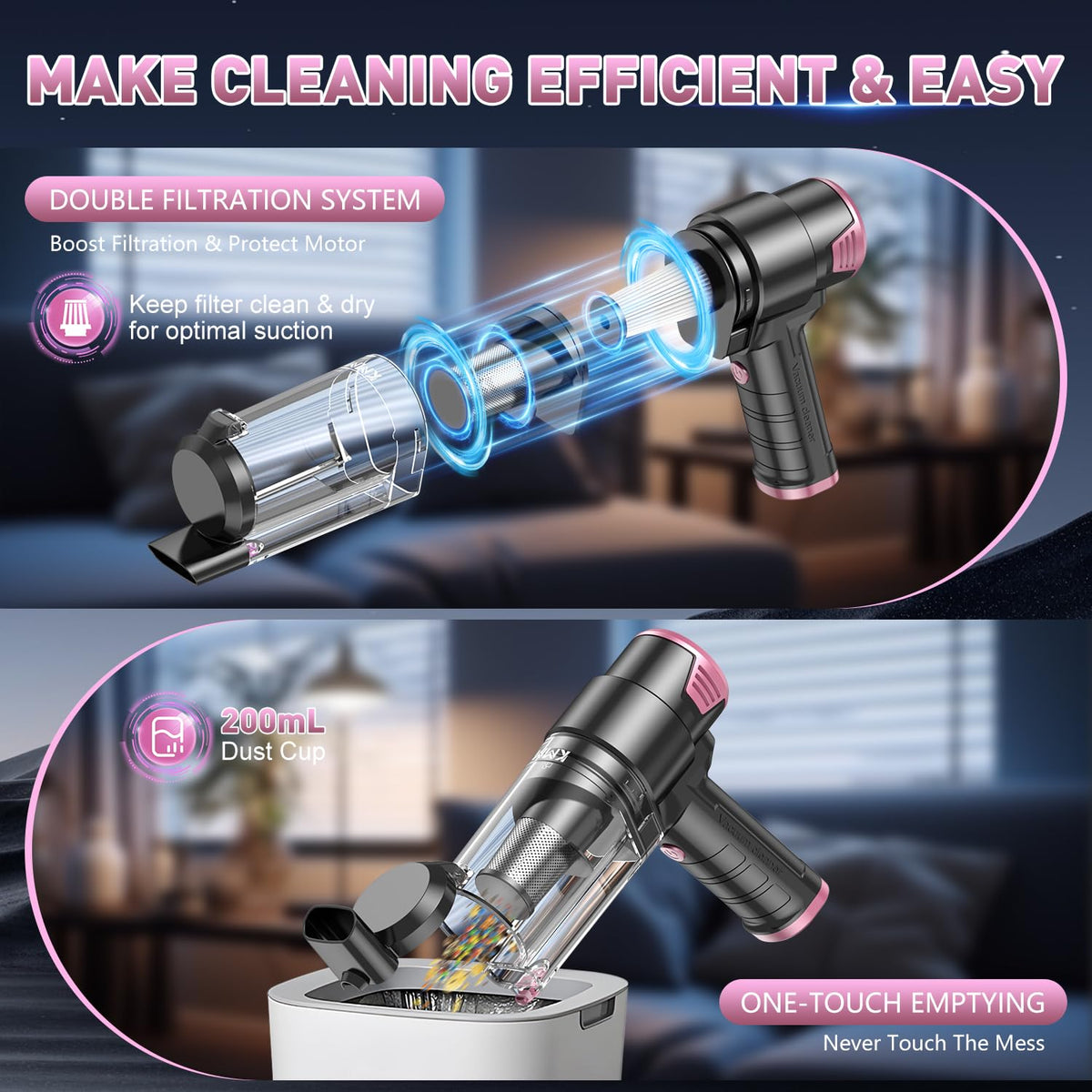 KMM Handheld Car Vacuum Cleaner, Hand Held Vacuum & Air Duster Jansha Store