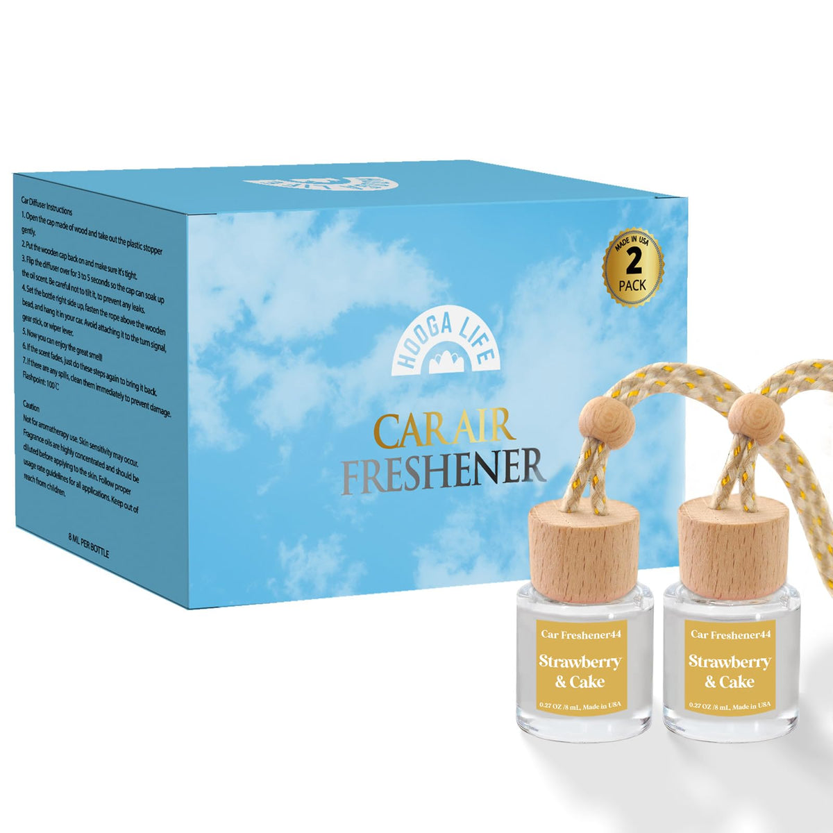 HoogaLife Car Air Freshener Diffuser 2 Pack Hanging Air Freshener Diffuser - Vanilla Cream Fragrance Oil Air D iffuser for Car, 45+ days Long Lasting Fragrance Made in USA C ar Air Fresheners (V54) Jansha Store