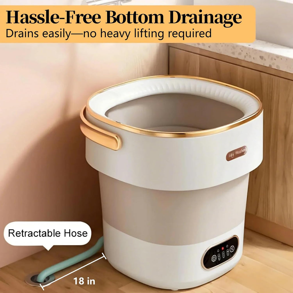 Portable Washing Machine with Spin Basket, Upgraded 20L Foldable Mini Washer【5-Min Wash・3-Min Spin・1-Year Free Replacement】Small Washing Machine for Travel, Dorms, RVs, Camping (Khaki) Jansha Store