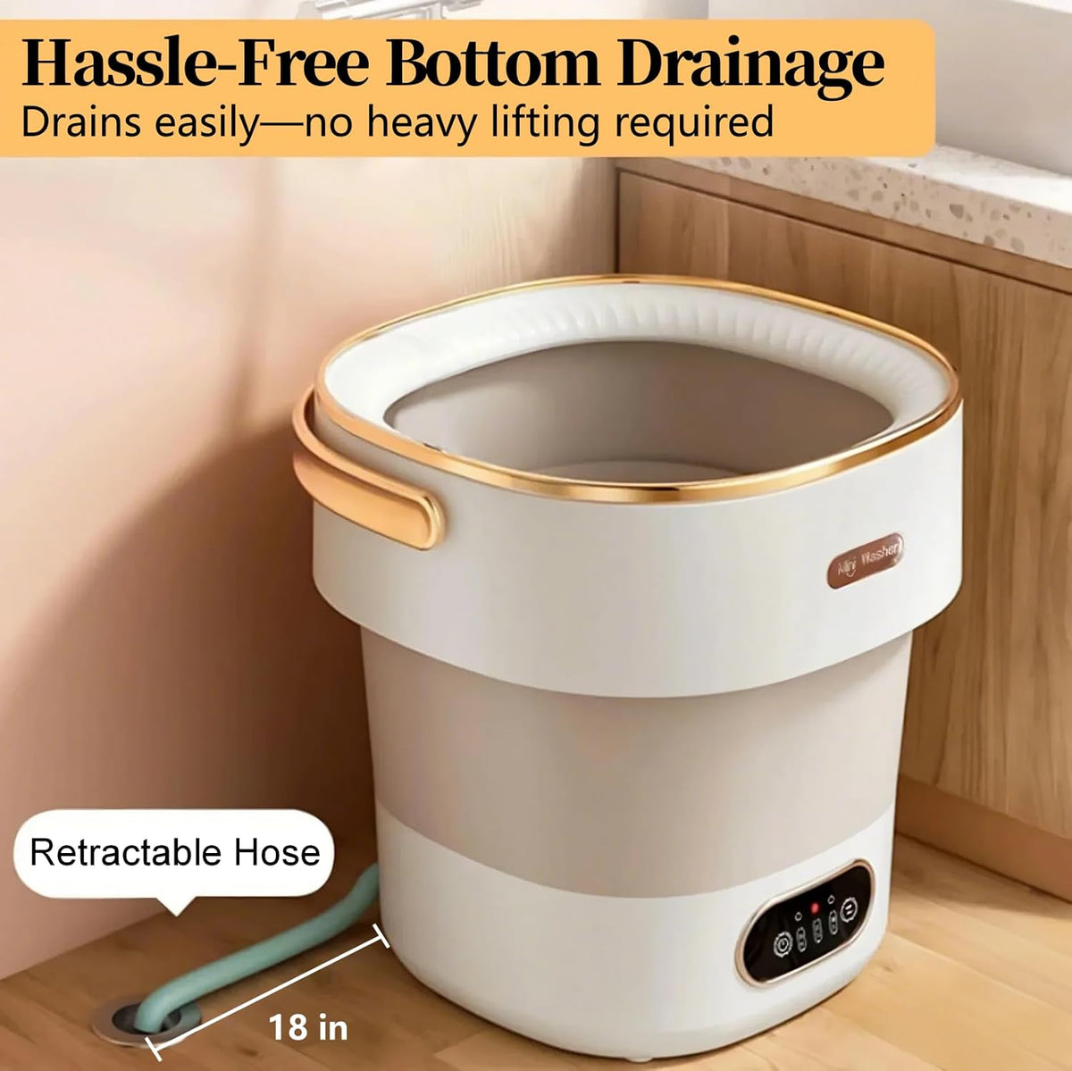 Portable Washing Machine with Spin Basket, Upgraded 20L Foldable Mini Washer【5-Min Wash・3-Min Spin・1-Year Free Replacement】Small Washing Machine for Travel, Dorms, RVs, Camping (Khaki) Jansha Store