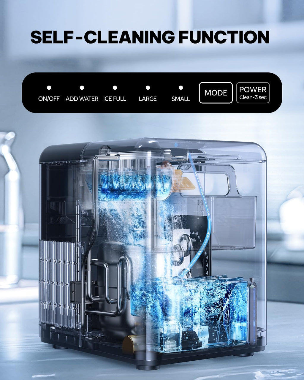 Silonn Ice Maker Countertop, Portable Ice Machine with Carry Handle, Self-Cleaning Ice Makers with Basket and Scoop, 9 Cubes in 6 Mins, 26 lbs per Day, Ideal for Home, Kitchen, Camping, RV Jansha Store