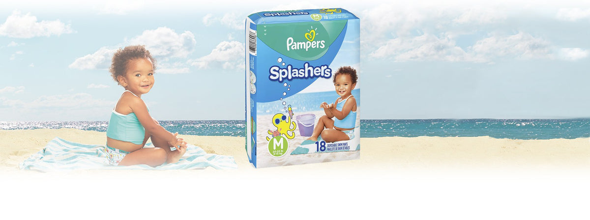 Pampers Splashers Swim Diapers, Size 4, 18 Count, Disposable Swim Diapers, Contains Mess, No Swell Jansha Store