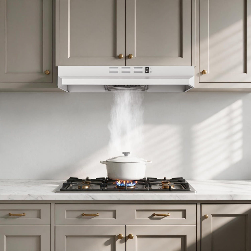 FIREGAS Range Hood 30 inch Under Cabinet, White Range Hood, Kitchen Hood Jansha Store