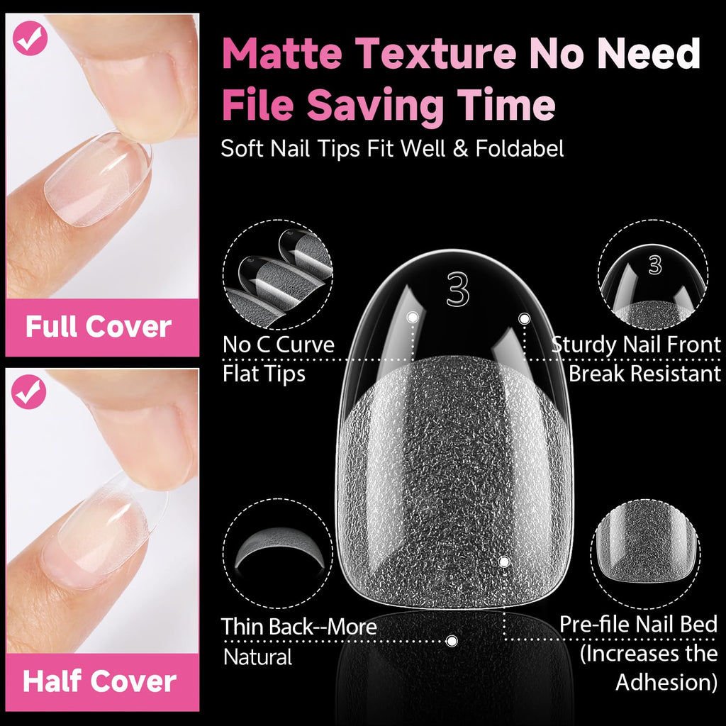 UNA GELLA Extra Short Square Kids Nail Tips 216Pcs Squoval Press On Nails Jansha Store