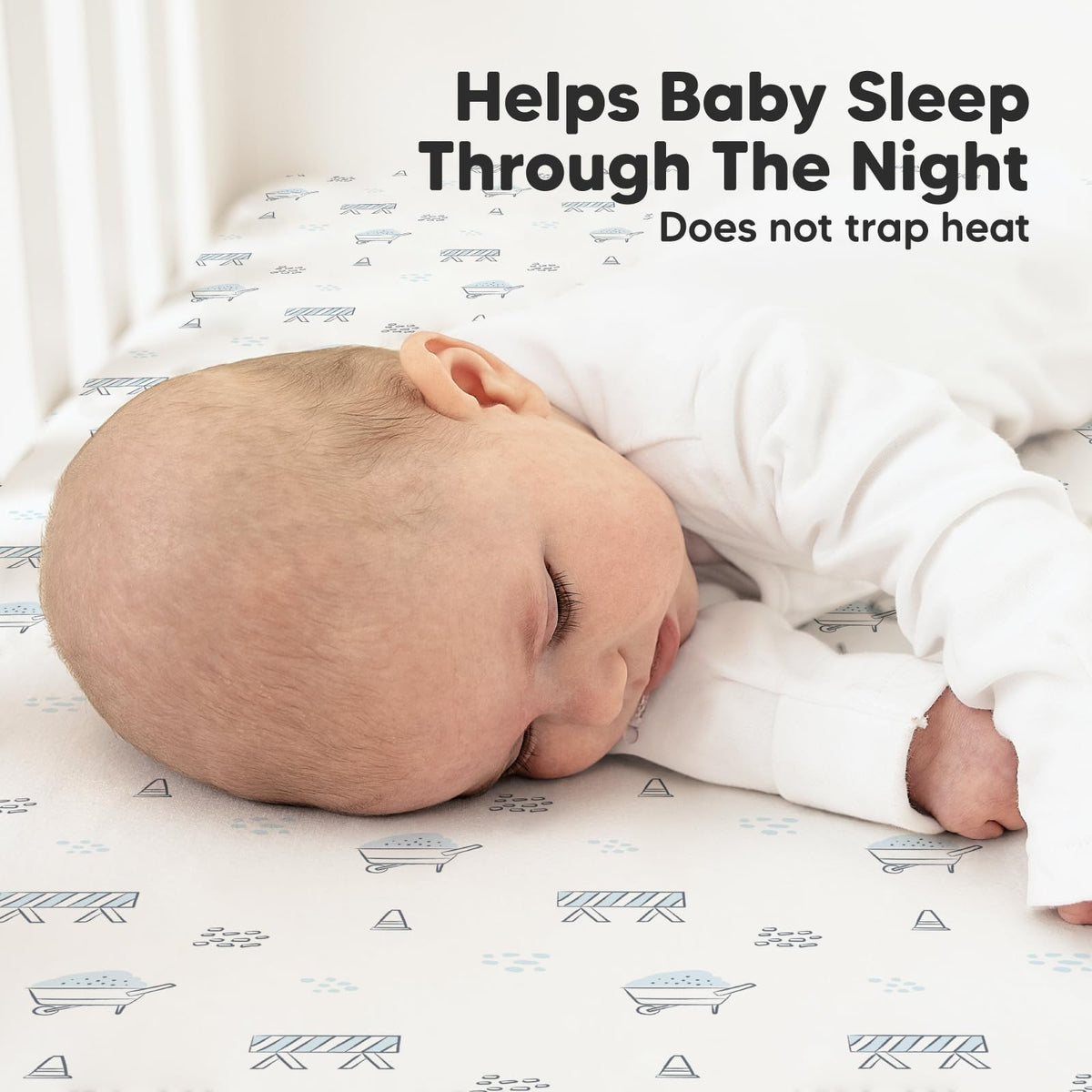 KeaBabies 2pk Organic Cotton Crib Sheets for Boys Girls 52x28, Soft White Jansha Store
