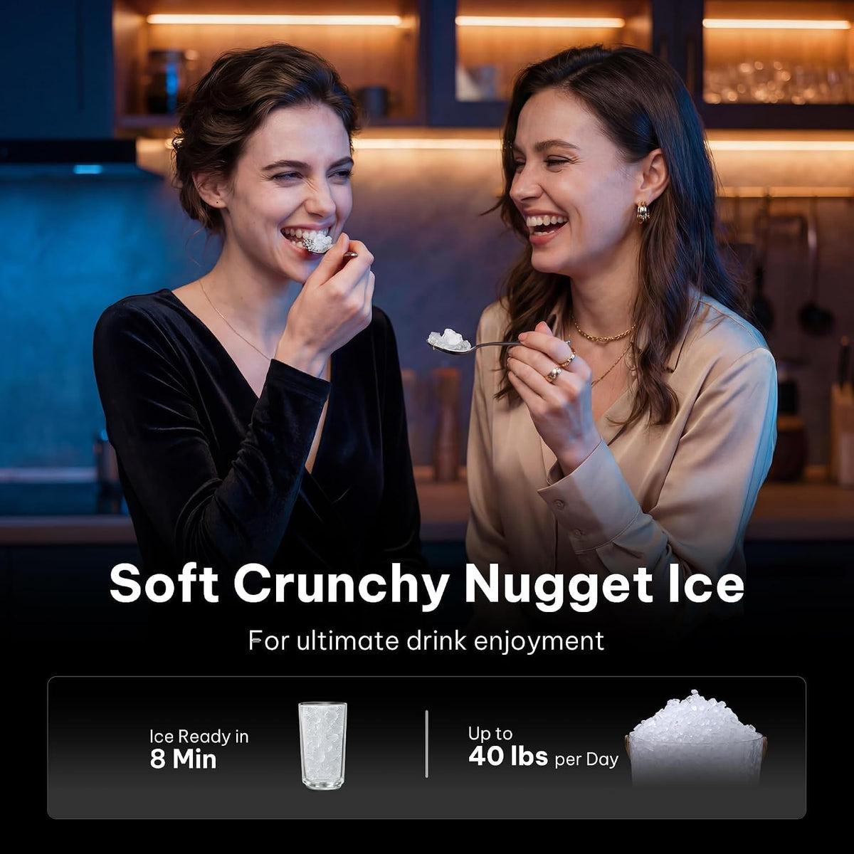 Silonn Nugget Ice Maker, Smart Countertop Ice Machine with APP & Voice Control, Self-Cleaning, 44lbs/24H Soft Chewable Sonic Ice, 3L Tank, for Home Kitchen & Party Jansha Store