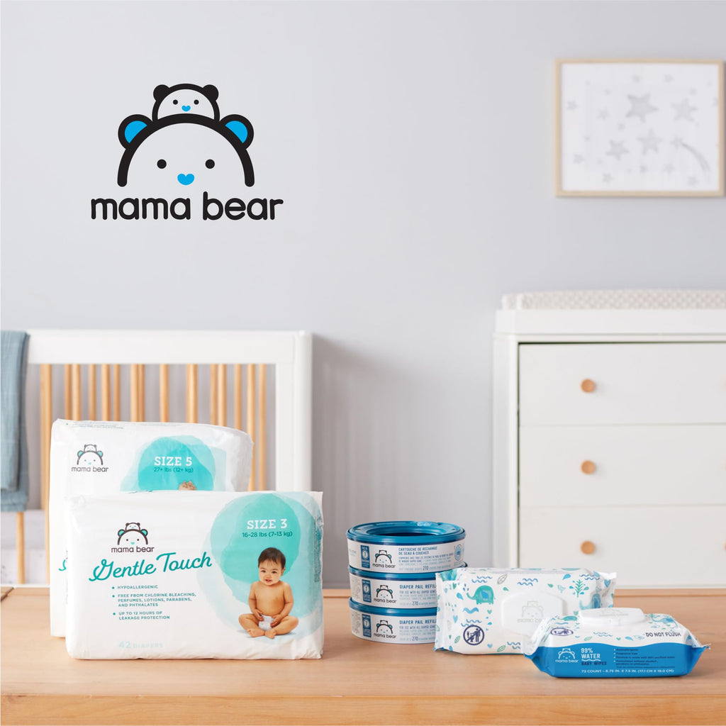 Amazon Brand - Mama Bear 99% Water Baby Wipes, Hypoallergenic, Fragrance Free,72 Count (Pack of 6) Jansha Store