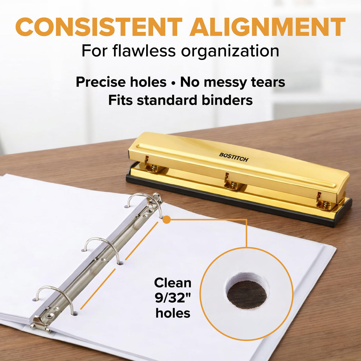 Bostitch Office 3 Hole Punch, Metal, 12 Sheet Capacity, Rubber Base, Silver Jansha Store