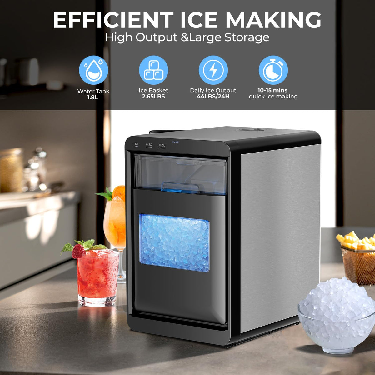 Antarctic Star Countertop Ice Maker Machine, 26Lbs/Day Fastest 6‑Min Ice Jansha Store