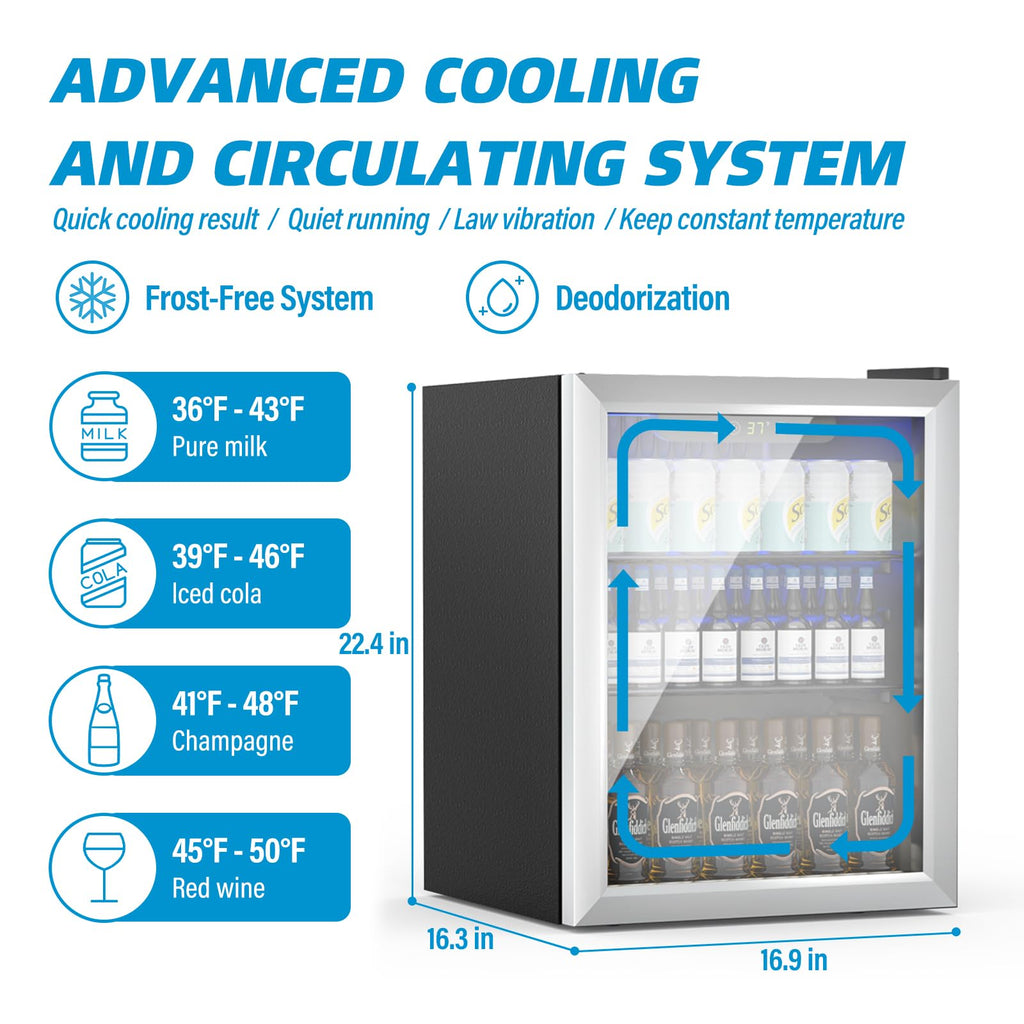 Erivess 24 Can Mini Fridge, 0.6 Cu.ft Beverage Refrigerator Cooler, Black Jansha Store