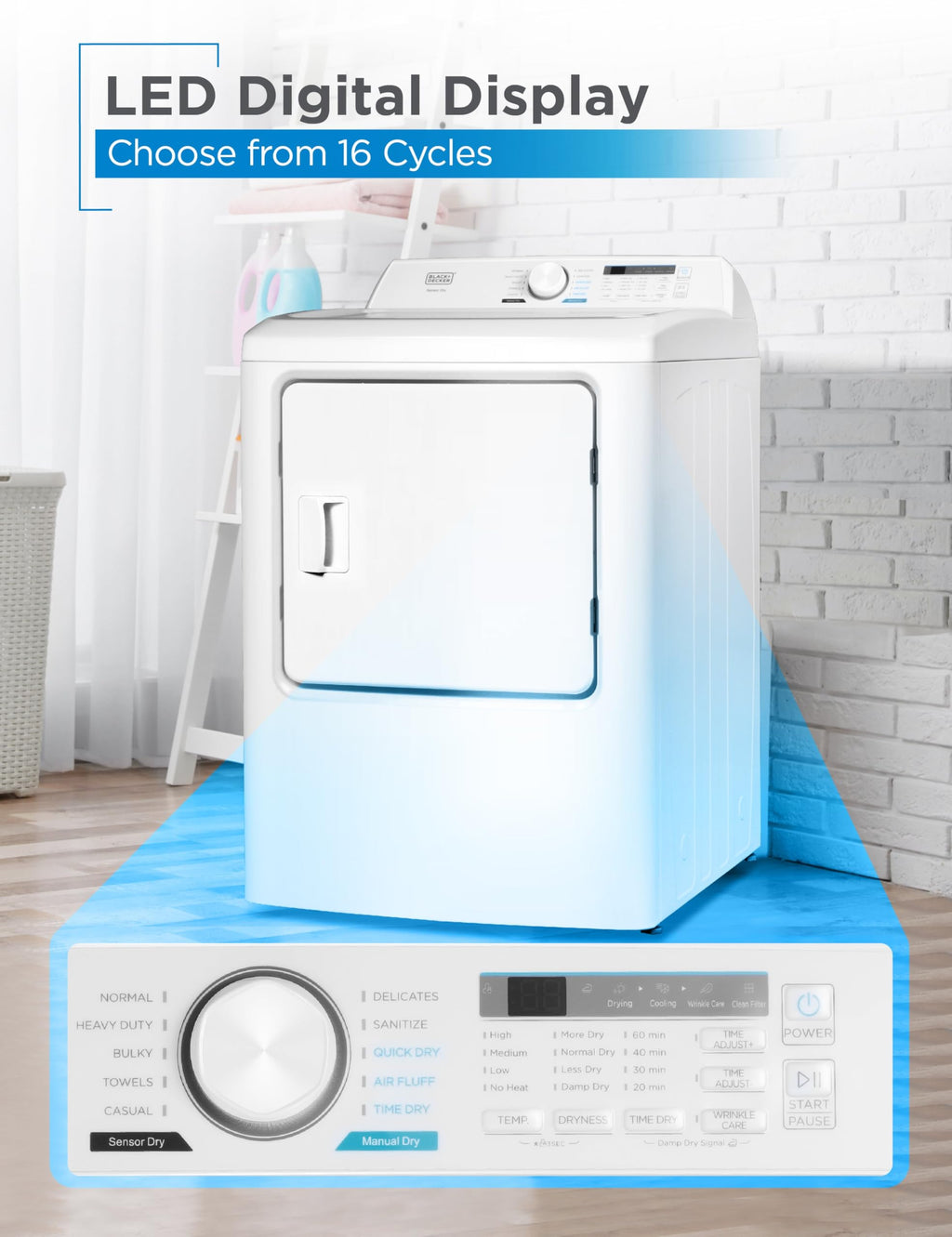 BLACK+DECKER 2.65 Cu. Ft. Portable Dryer, 8.8 lb. Capacity, BCED26, White Jansha Store