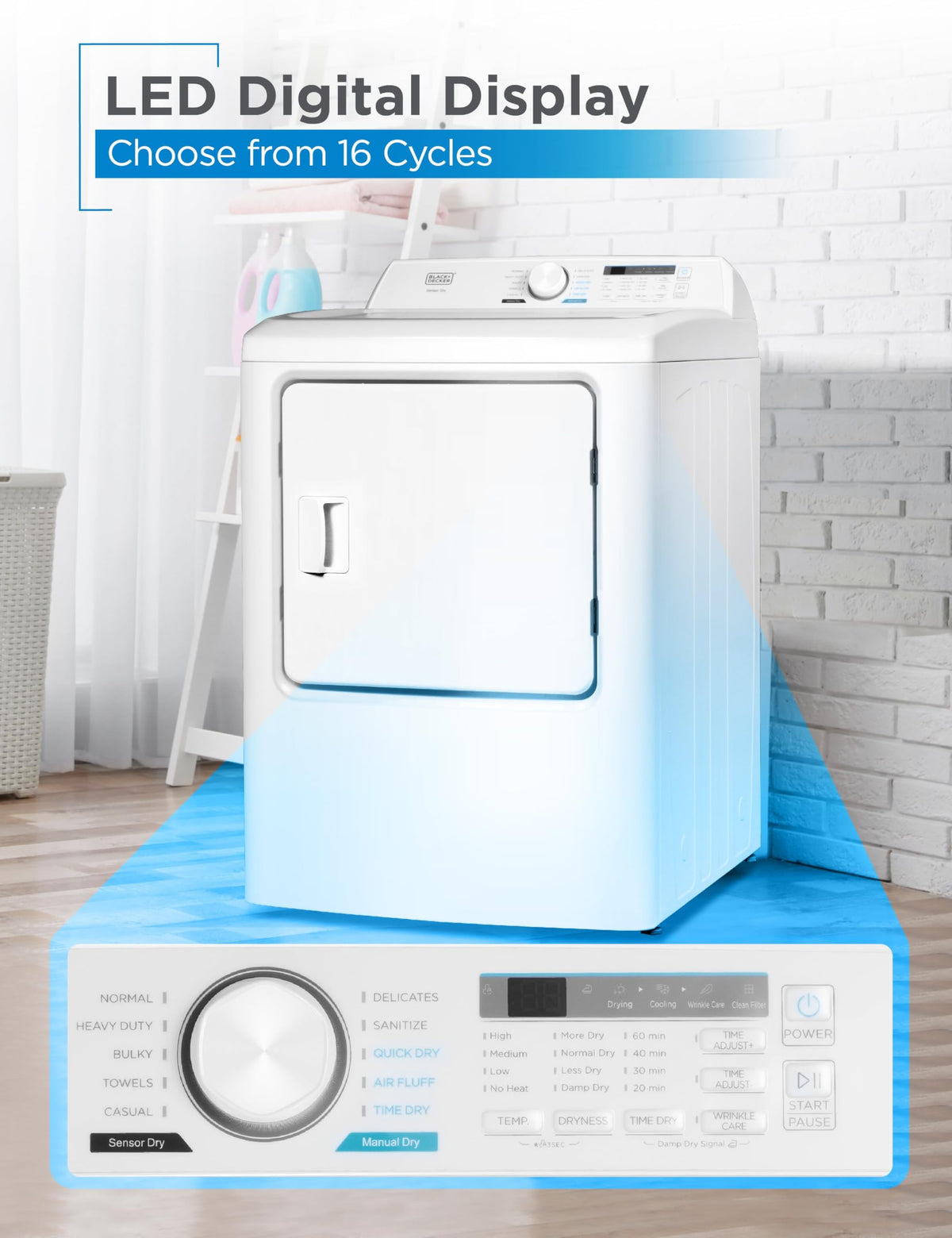 BLACK+DECKER 2.65 Cu. Ft. Portable Dryer, 8.8 lb. Capacity, BCED26, White Jansha Store