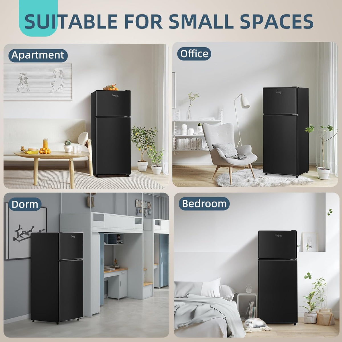 Cucina Magica Mini Fridge with Freezer, 3.8 Cu.Ft Small Fridge, Dorm Fridge Jansha Store