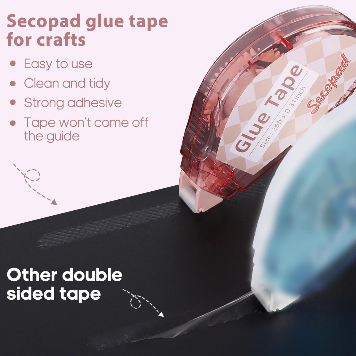Secopad Scrapbook Tape, Glue Tape for Crafts, 12 Pack, Clear Colored Shell Jansha Store