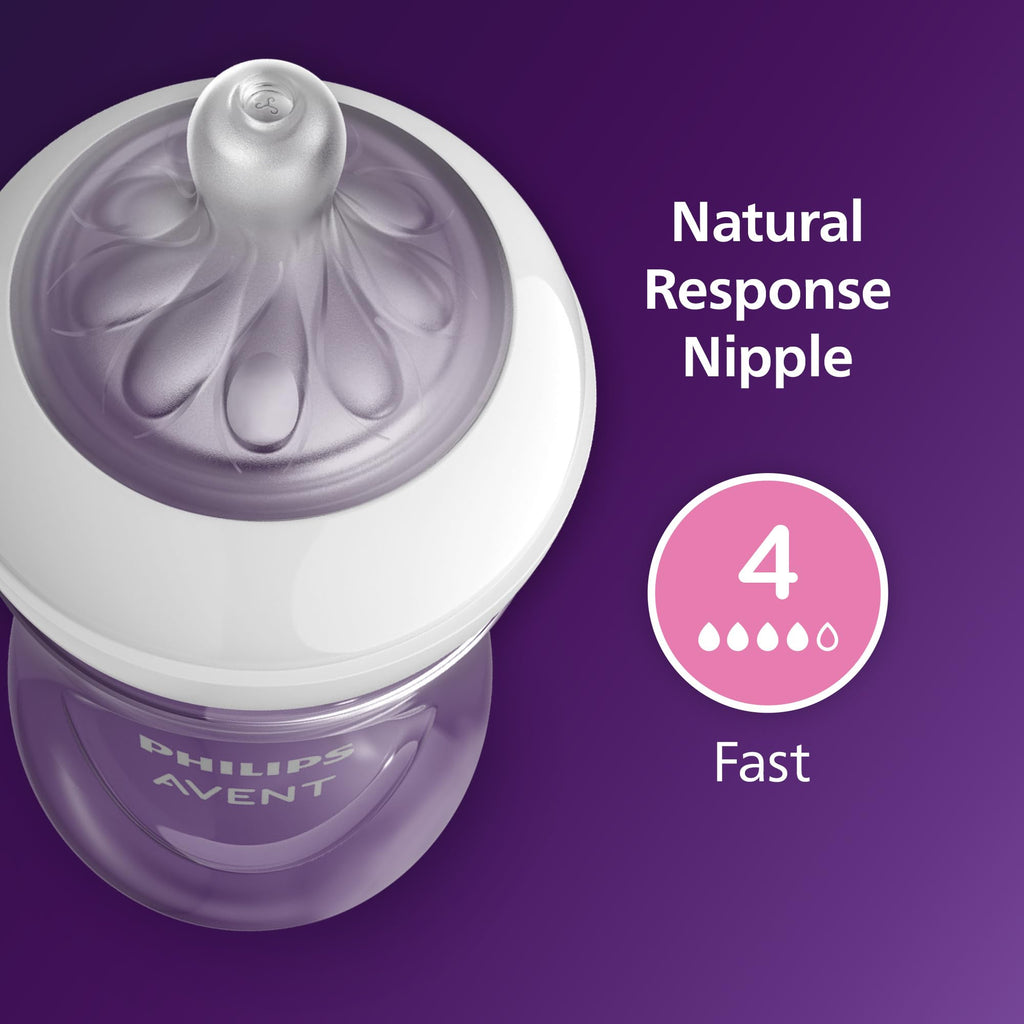 Philips Avent Natural Baby Bottles, Medium Flow, 9 oz, BPA-Free, 4-Pack Jansha Store