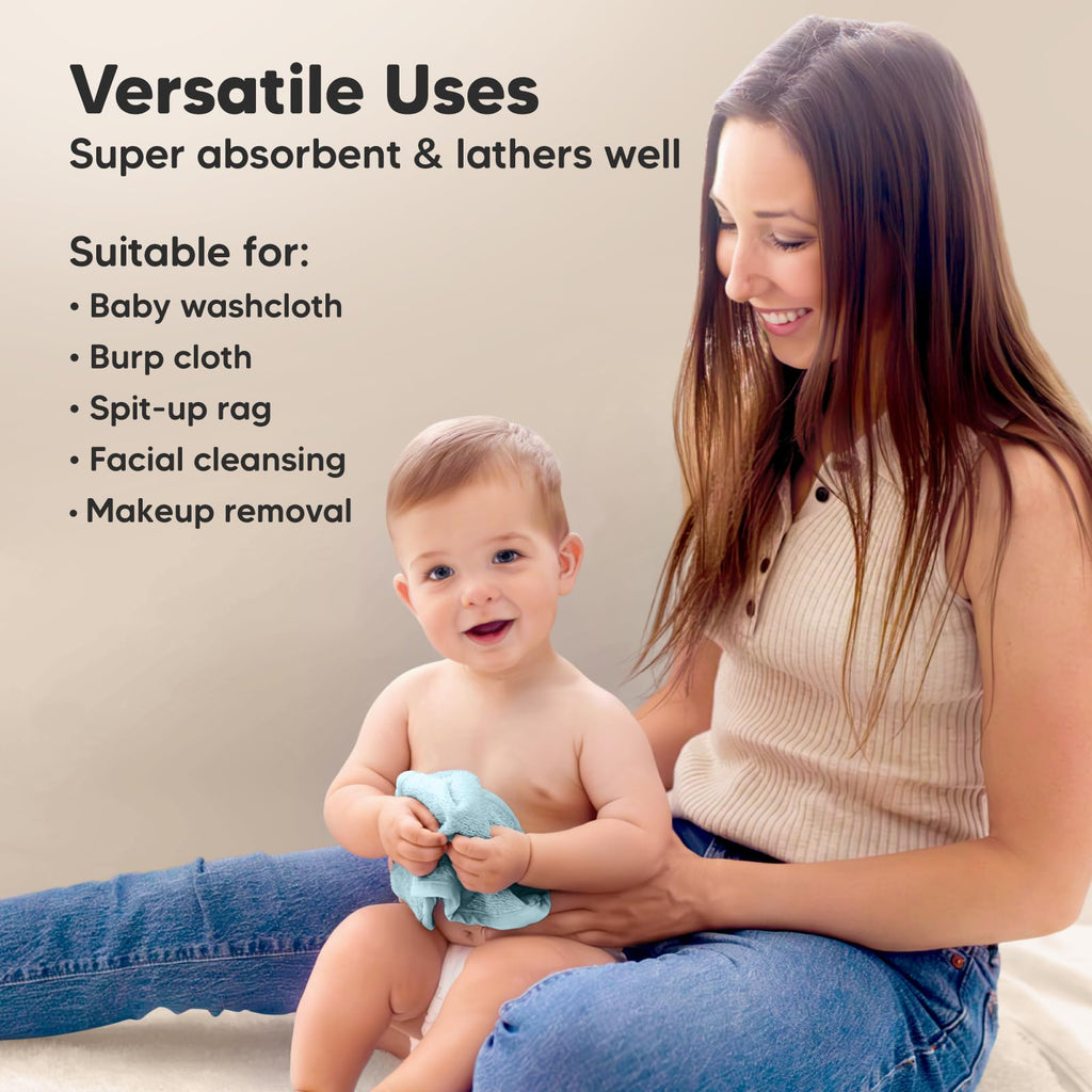 6-Pack Baby Washcloths, Soft Absorbent Washcloths for Face, Body (Rosy) Jansha Store