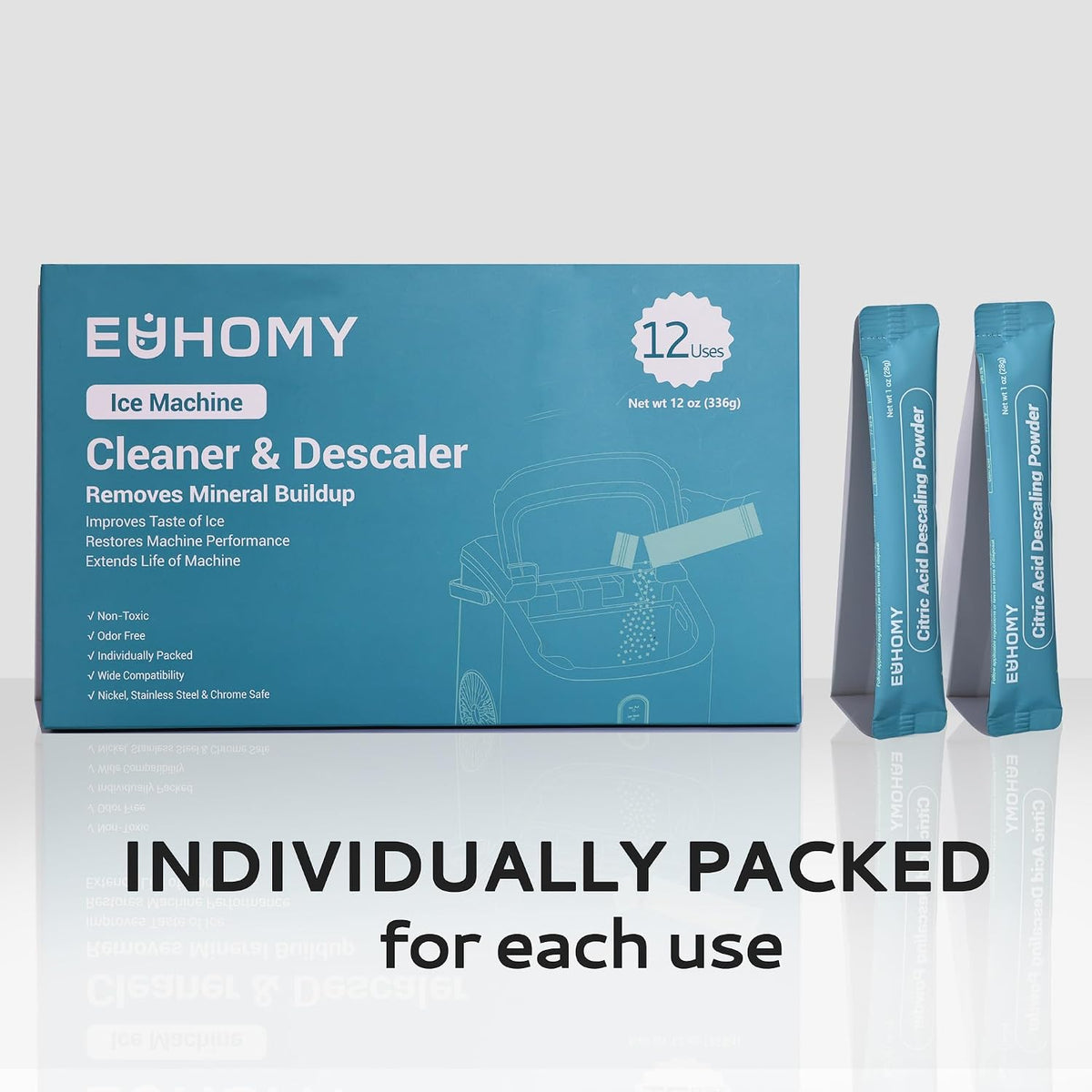 EUHOMY Ice Maker Cleaner & Descaler, 12 Uses & Individually Packed Jansha Store