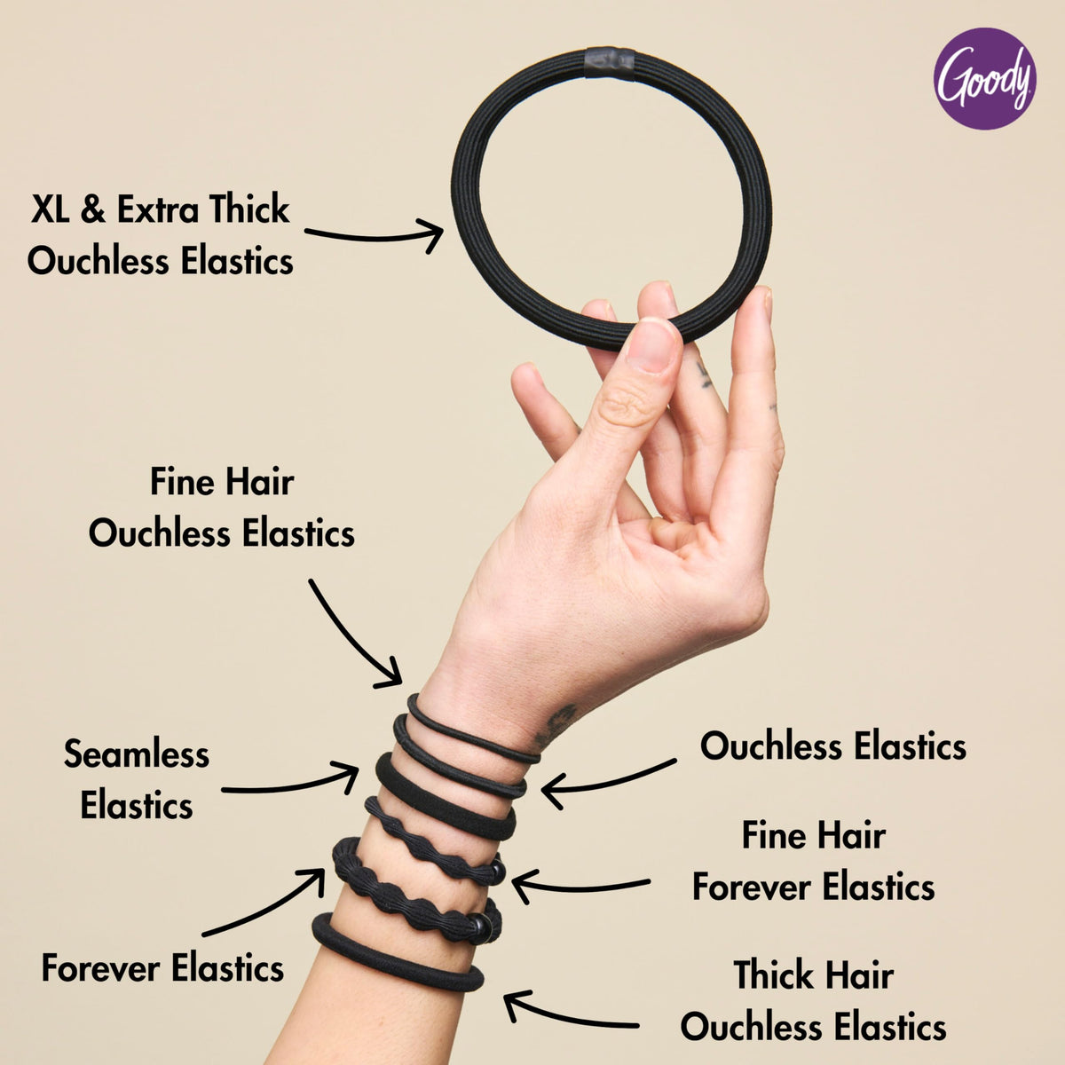 Goody Ouchless Elastic Hair Ties, 30 Ct, Brown, 4MM Rubber Bands, Pain-Free Jansha Store