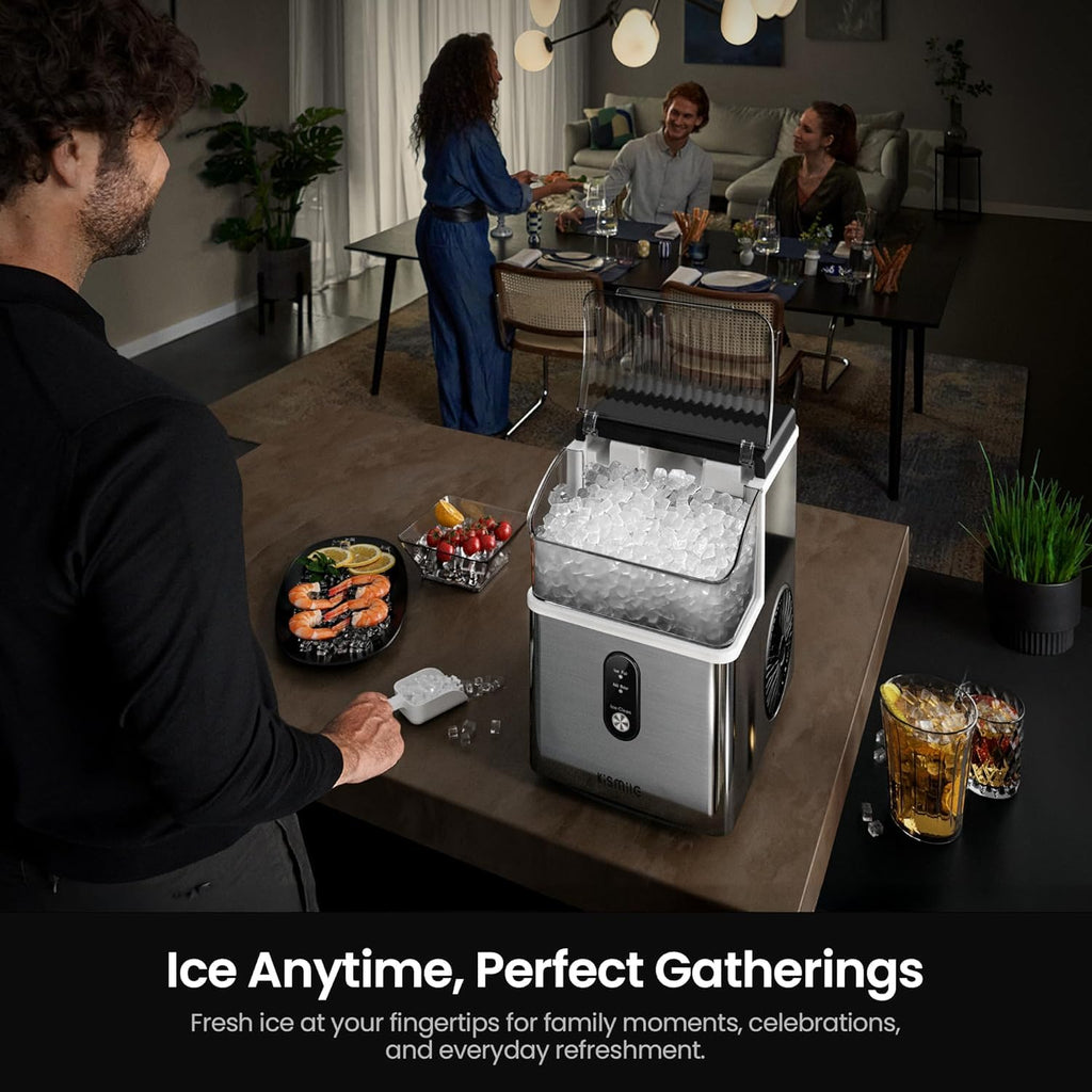 Kismile Nugget Ice Maker Countertop, 35 lbs/Day, Stainless Steel Jansha Store