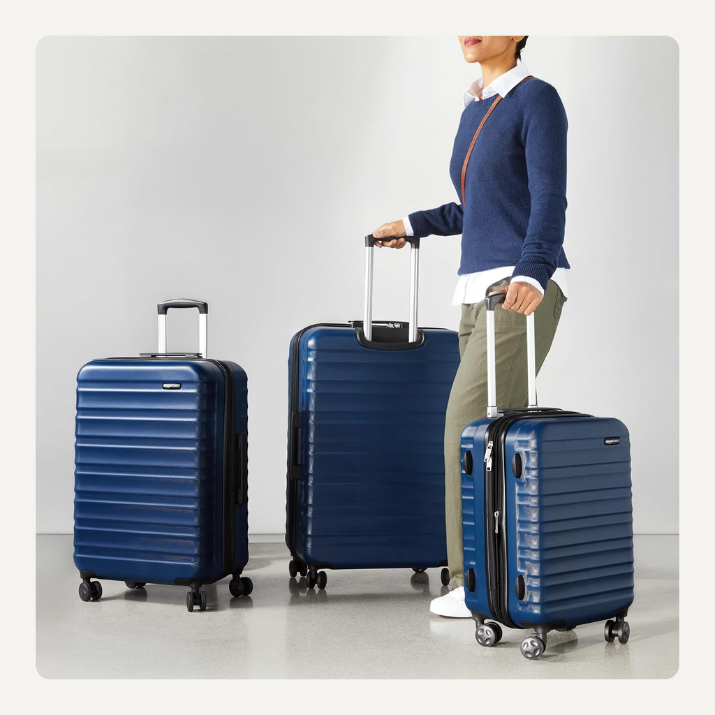 Amazon Basics 3-Piece Hardshell Suitcases Set (21", 26", 30"), Expandable For Up to 25% More Space, With Scratch-Resistant Finish, Four Multi-Directional Wheels, Rose Gold Jansha Store