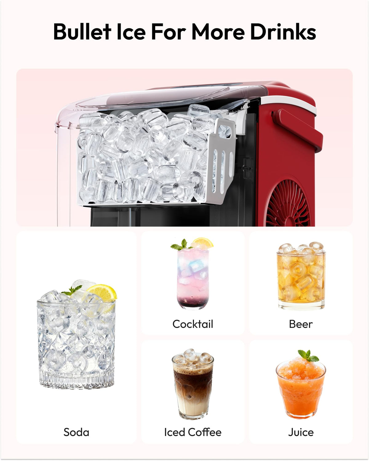 EUHOMY Countertop Ice Maker Machine with Handle, 26lbs in 24Hrs, 9 Ice Cubes Ready in 6 Mins, Auto-Cleaning Portable Ice Maker with Basket and Scoop, for Home/Kitchen/Camping/RV. (Black) Jansha Store
