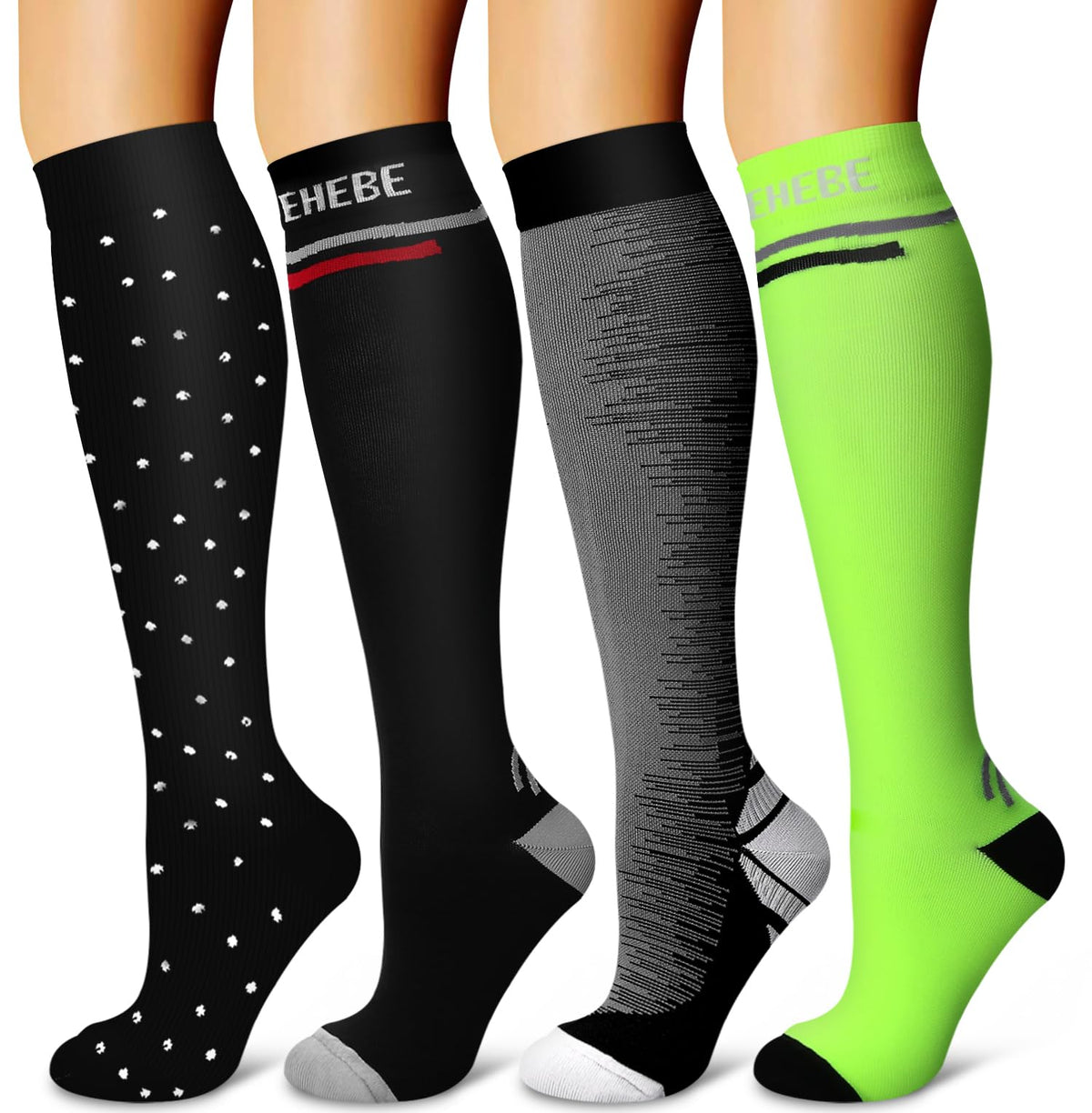 Laite Hebe 4 Pairs-Compression Socks for Women&Men Circulation-Best Support for Nurses,Running,Athletic Jansha Store