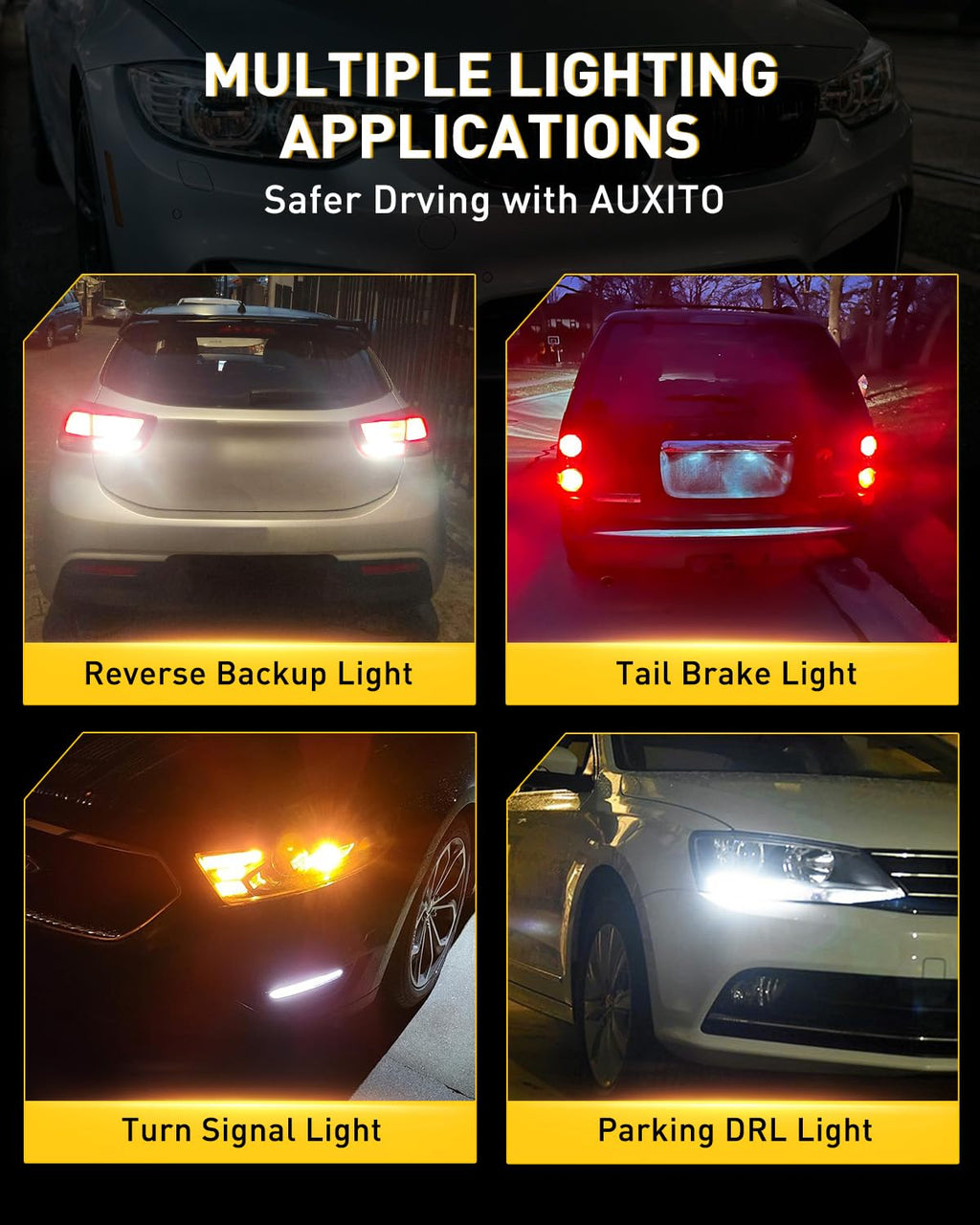 AUXITO 194 LED Bulbs for License Plate Light 168 175 2825 W5W T10 24-SMD 3014 Chipsets 6000K White for Car Dome Door Map Dash Courtesy Cargo License Plate Lights, Pack of 2 Jansha Store