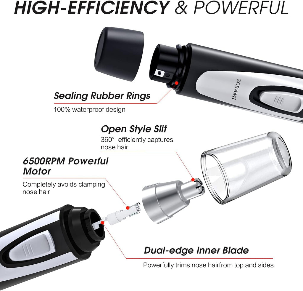Ear and Nose Hair Trimmer Clipper - 2026 Professional Painless Eyebrow & Facial Hair Trimmer for Men Women,Battery-Operated Trimmer with IPX7 Waterproof,Dual Edge Blades for Easy Cleansing Black Jansha Store