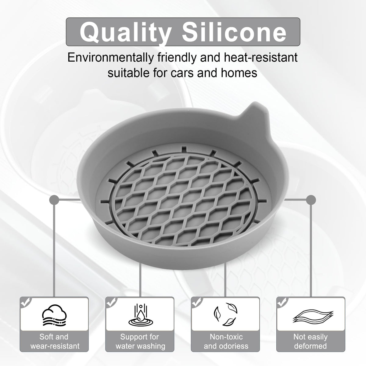 SINGARO Car Cup Holder Coaster, Silicone Cup Holder Insert, Universal Non-Slip Cup Holders, Car Accessories Interior for Women and Man Interior Sets 4 Pack Black Jansha Store
