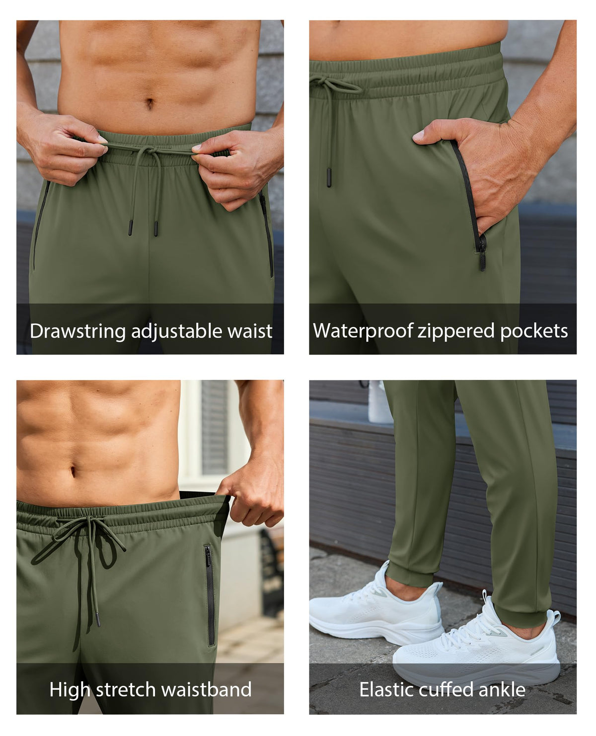 Mens Sweatpants with Zipper Pockets Lightweight Athletic Joggers for Workout Running Gym Track Casual Wear Jansha Store