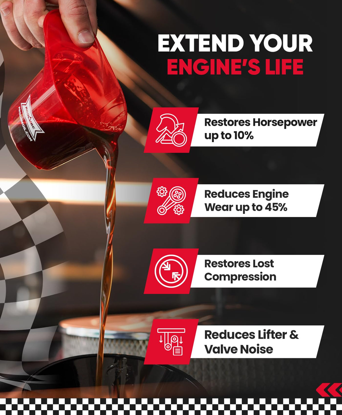 Prolube Oil Treatment - Engine Oil Additive for Gas & Diesel Engines - Reduces Wear, Noise, Vibration - Boosts Fuel Economy & Horsepower - Works on Transmissions & Differentials (1QT) Jansha Store