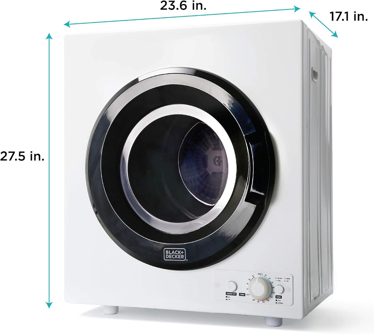 BLACK+DECKER 2.65 Cu. Ft. Portable Dryer, 8.8 lb. Capacity, BCED26, White Jansha Store